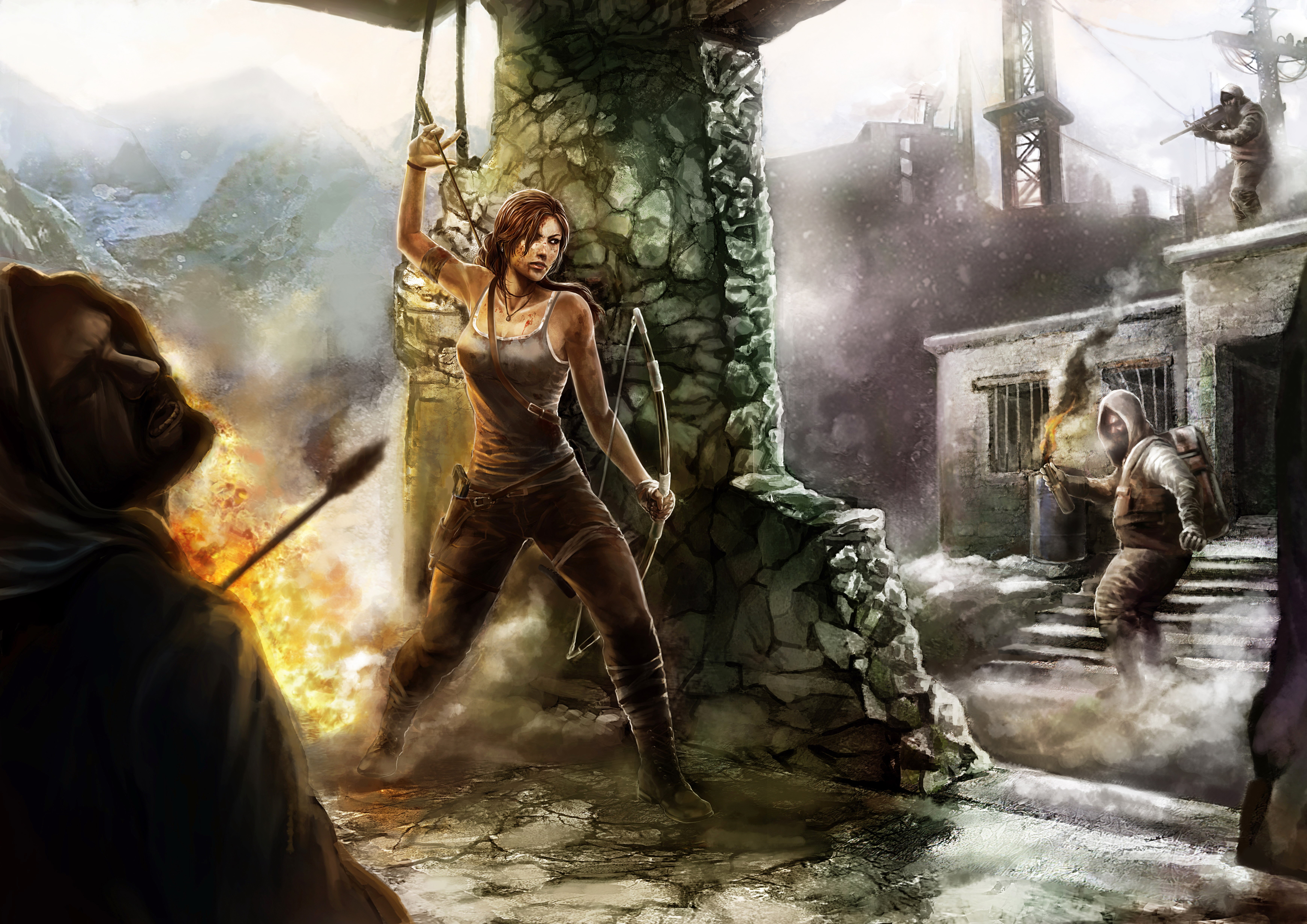 Lara Croft from Tomb Raider 2013 in combat HD Wallpaper
