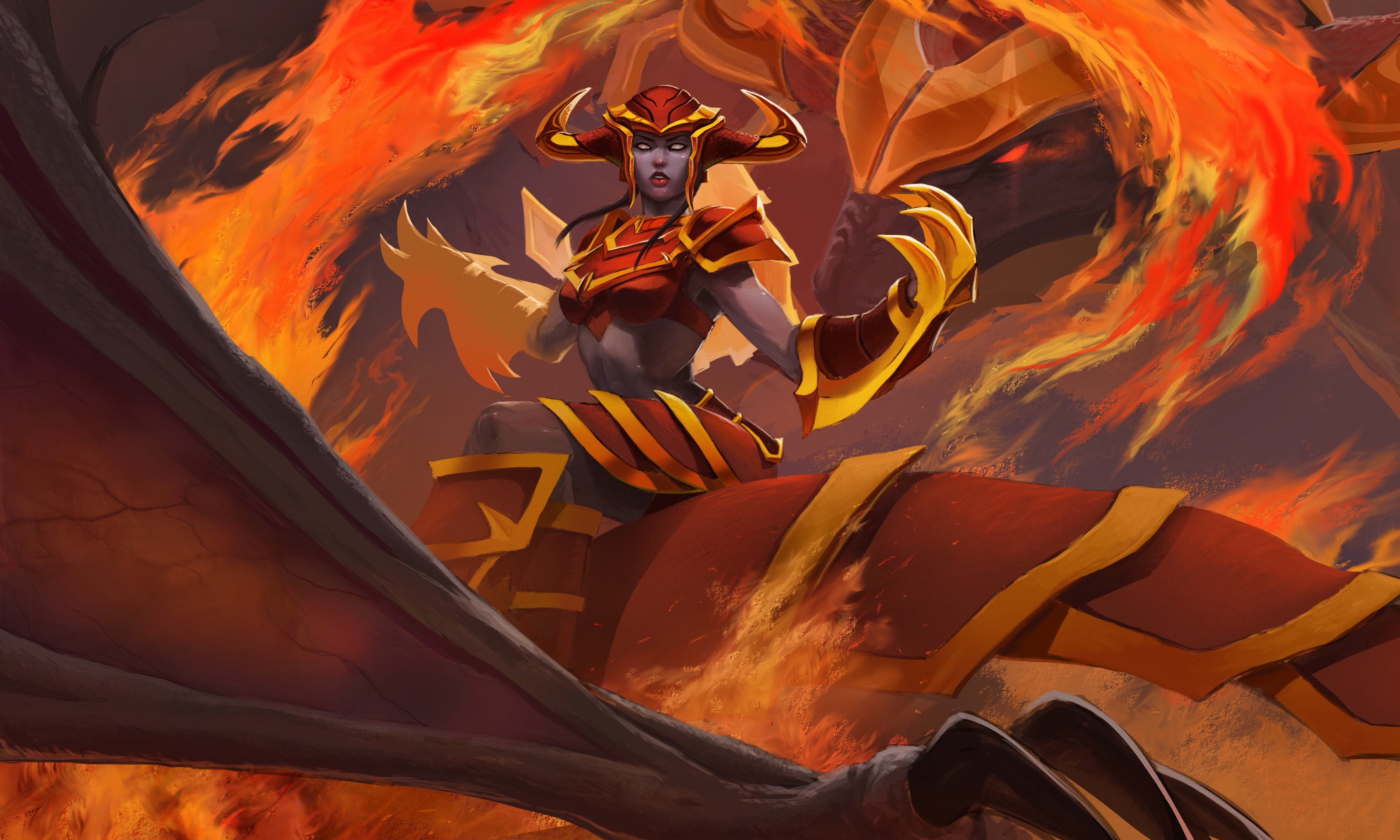 Shyvana the Half-Dragon from League of Legends HD Wallpaper