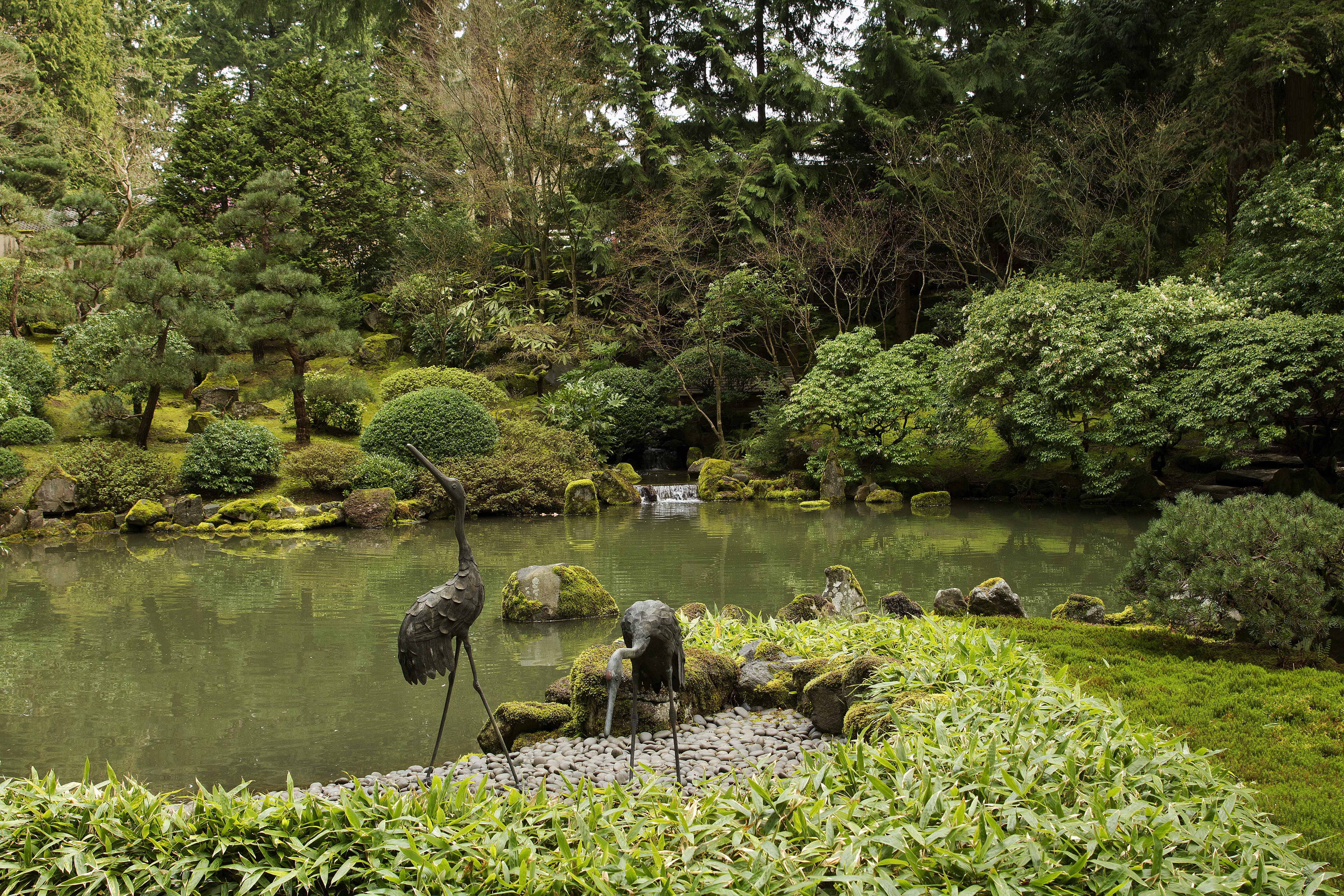 4K Portland Japanese Gardens Oregon USA Pond Sculptures HD Wallpaper
