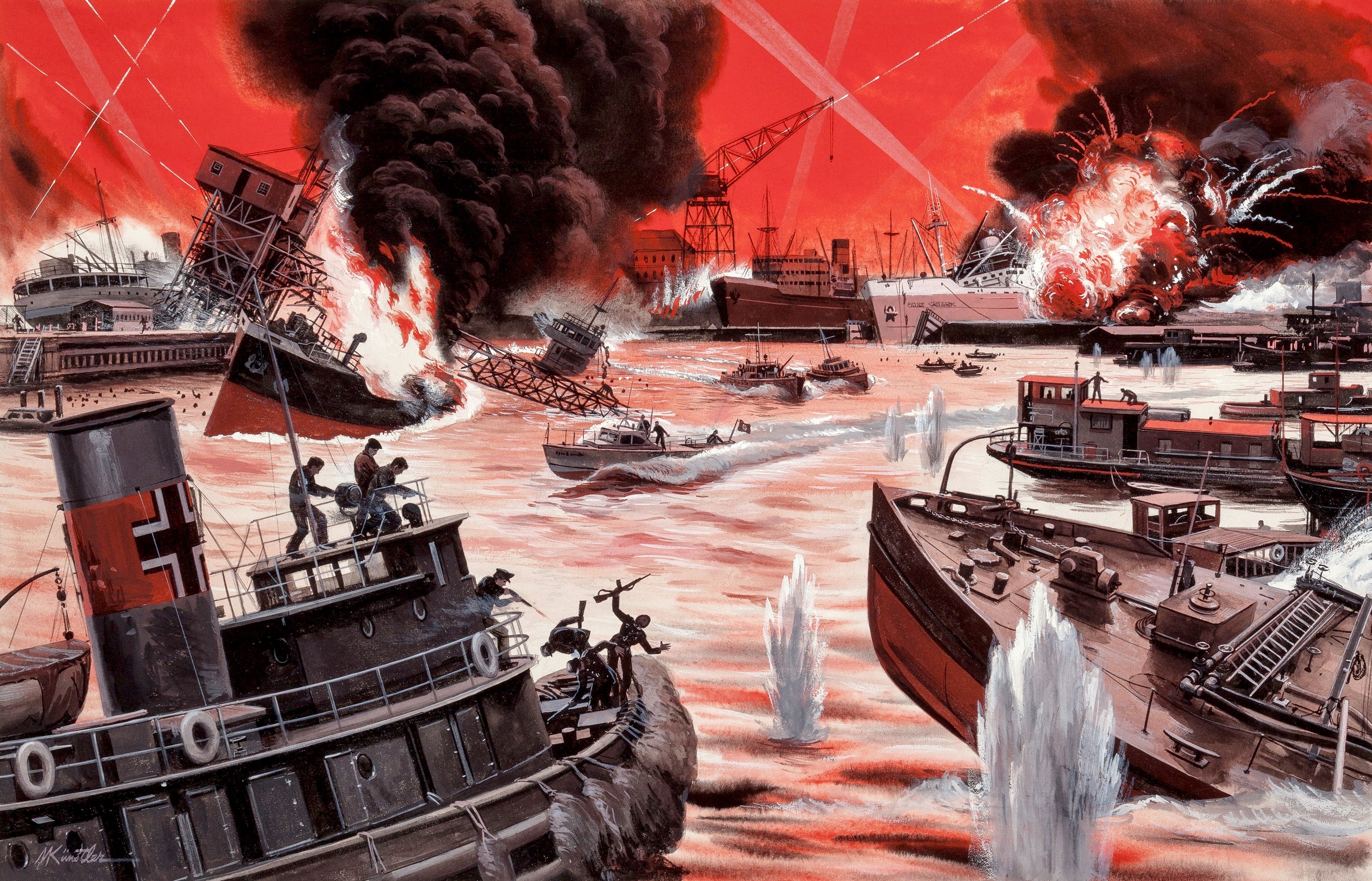 Mort Kunstler's painting of a naval battle HD Wallpaper
