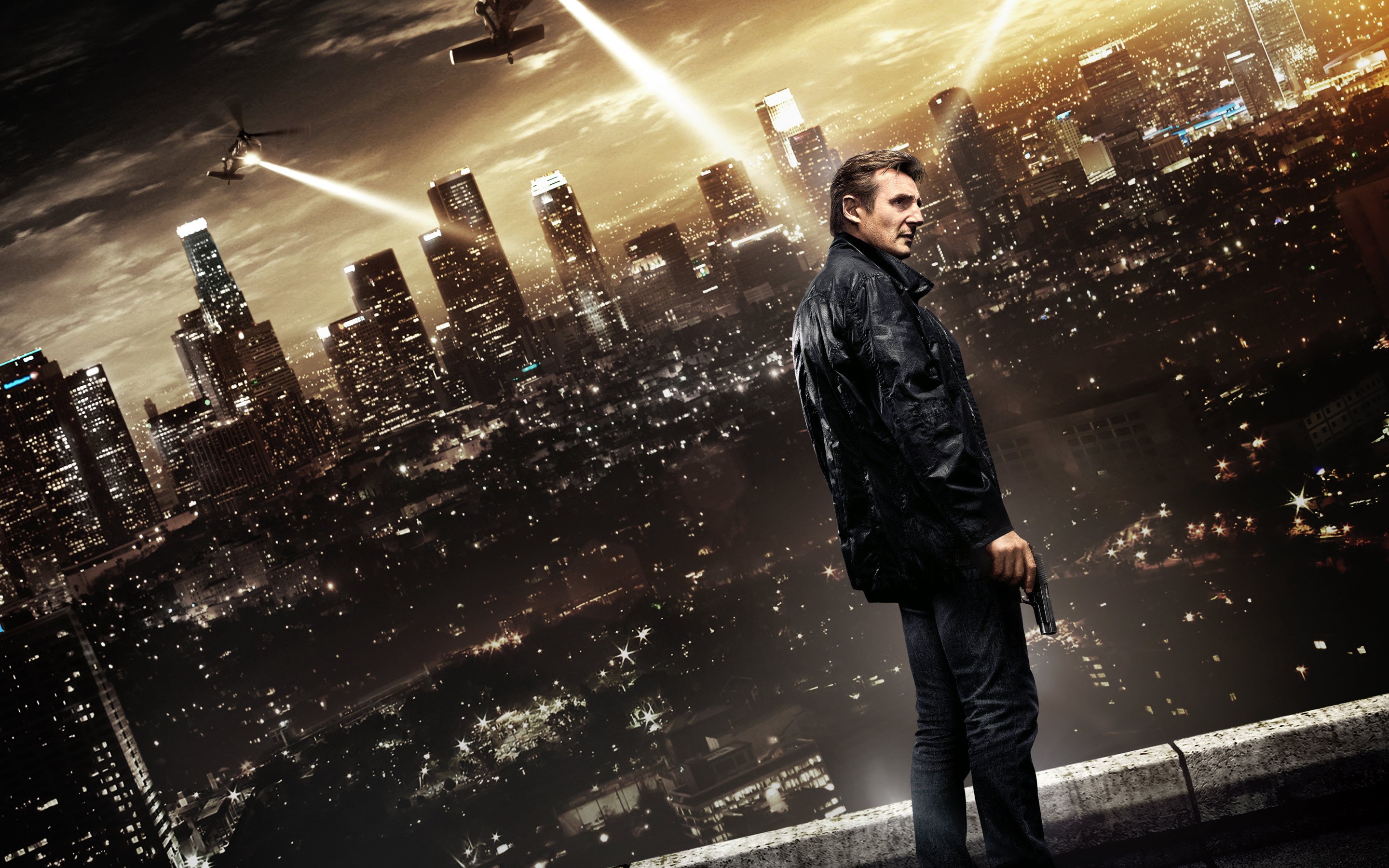 Bryan Mills from Taken 3 in a city at night HD Wallpaper