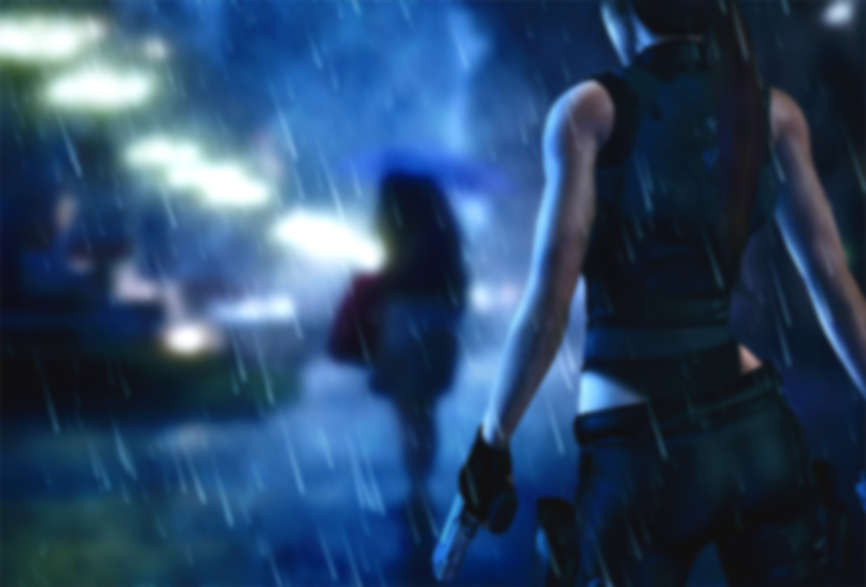 Lara Croft from Tomb Raider in the rain HD Wallpaper