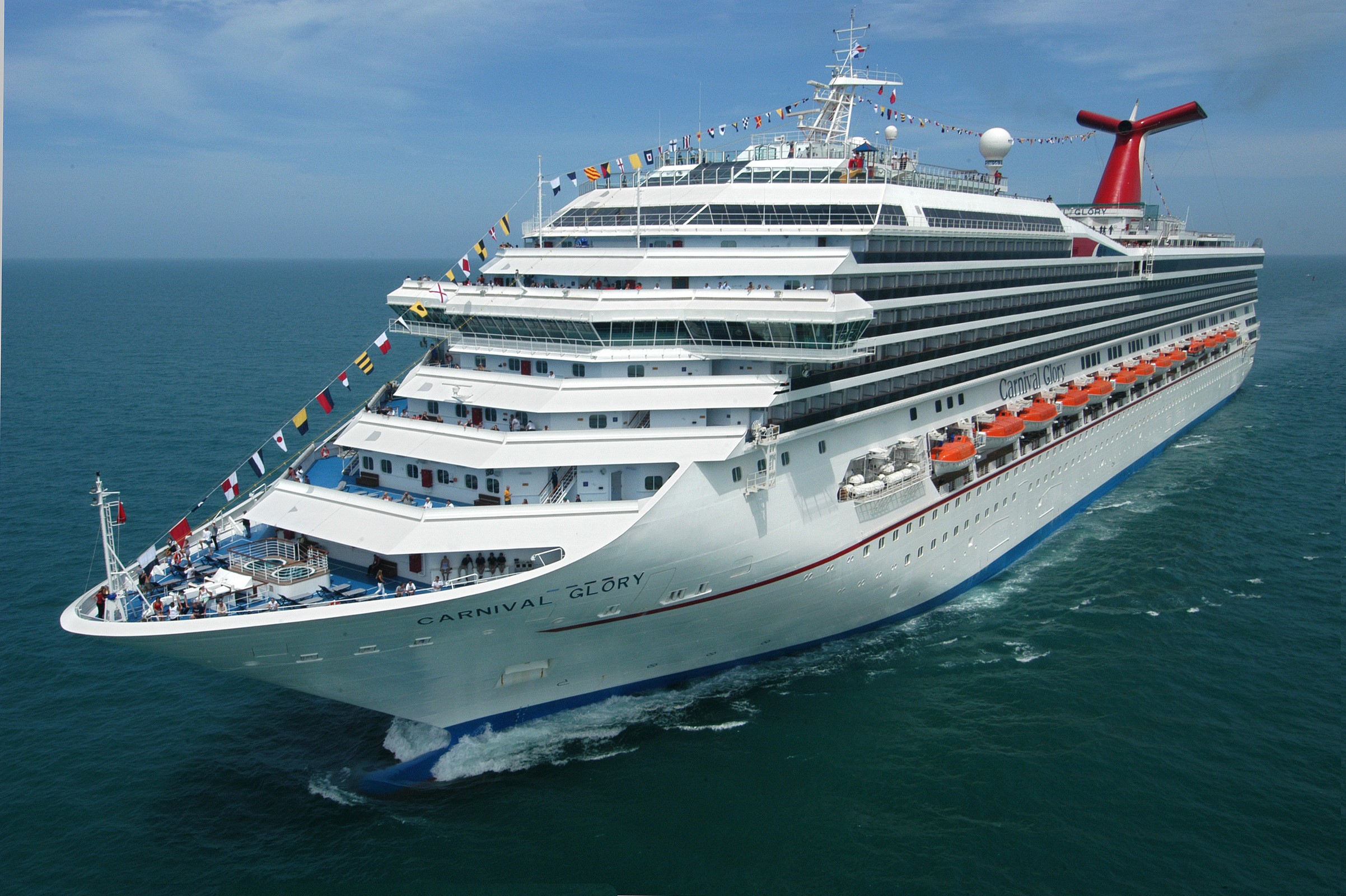 Carnival Glory cruise liner sailing on the sea HD Wallpaper