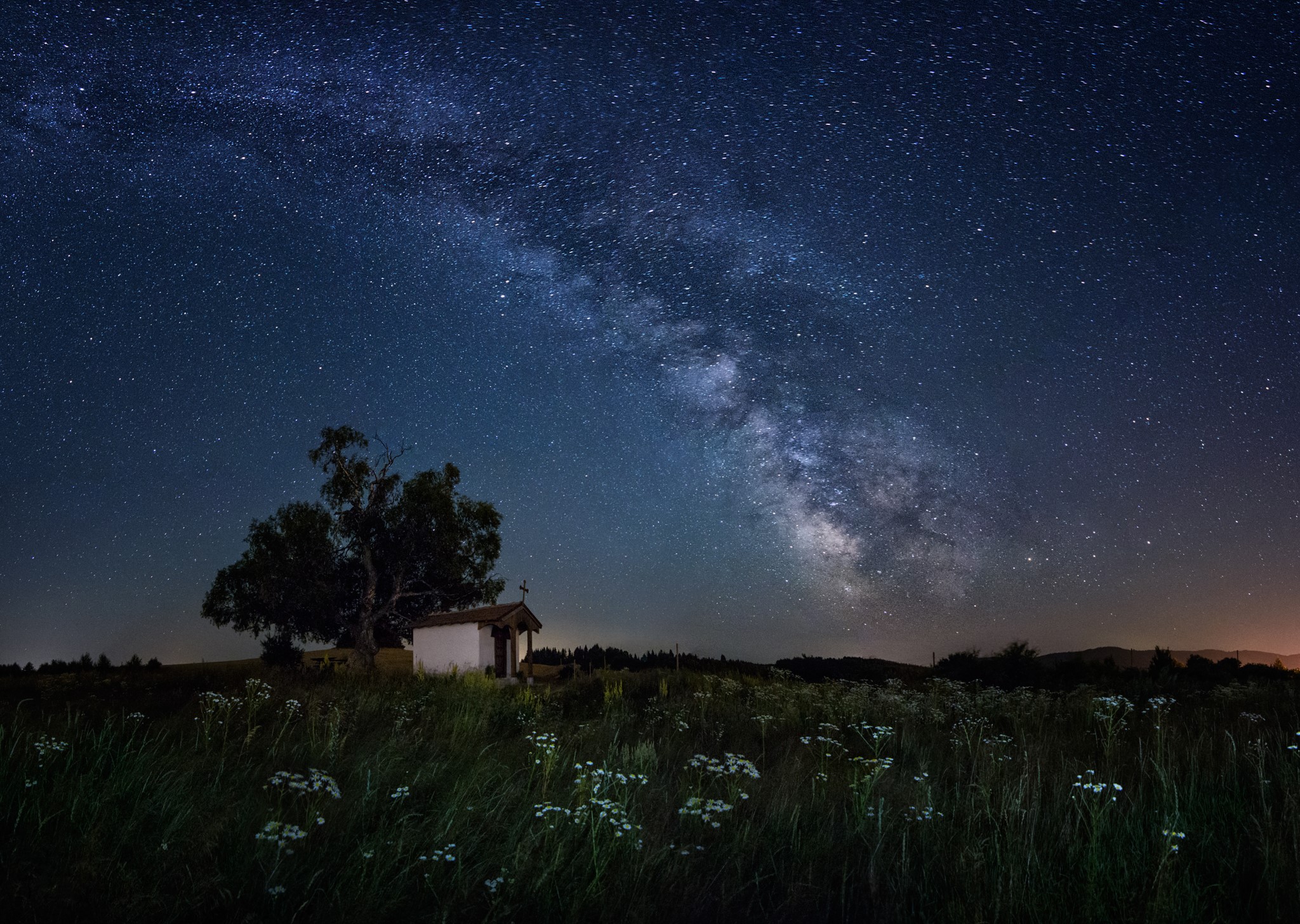 St. Cyprian Chapel under the Milky Way in Bulgaria HD Wallpaper