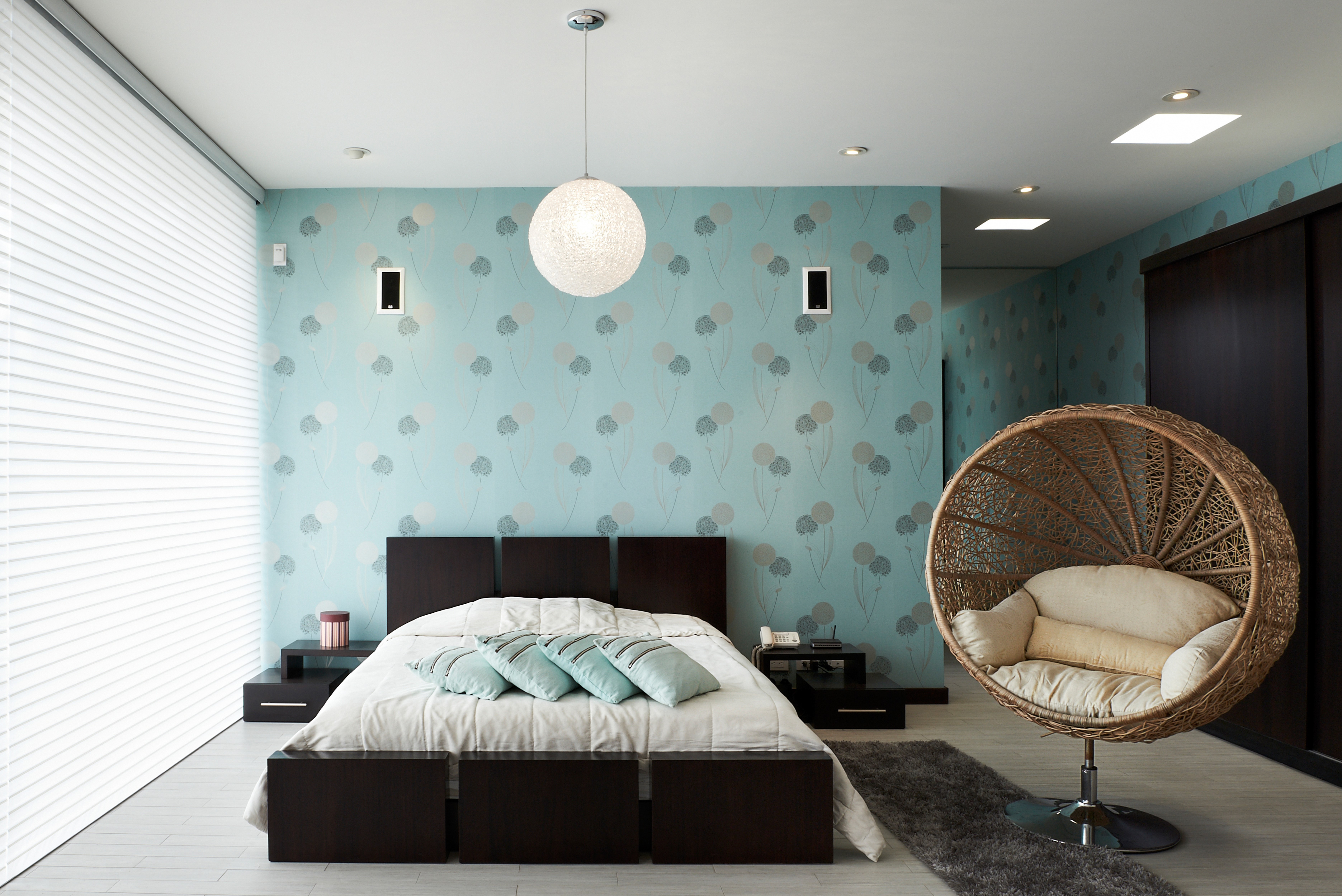 Bedroom Interior with Bed and Chair HD Wallpaper