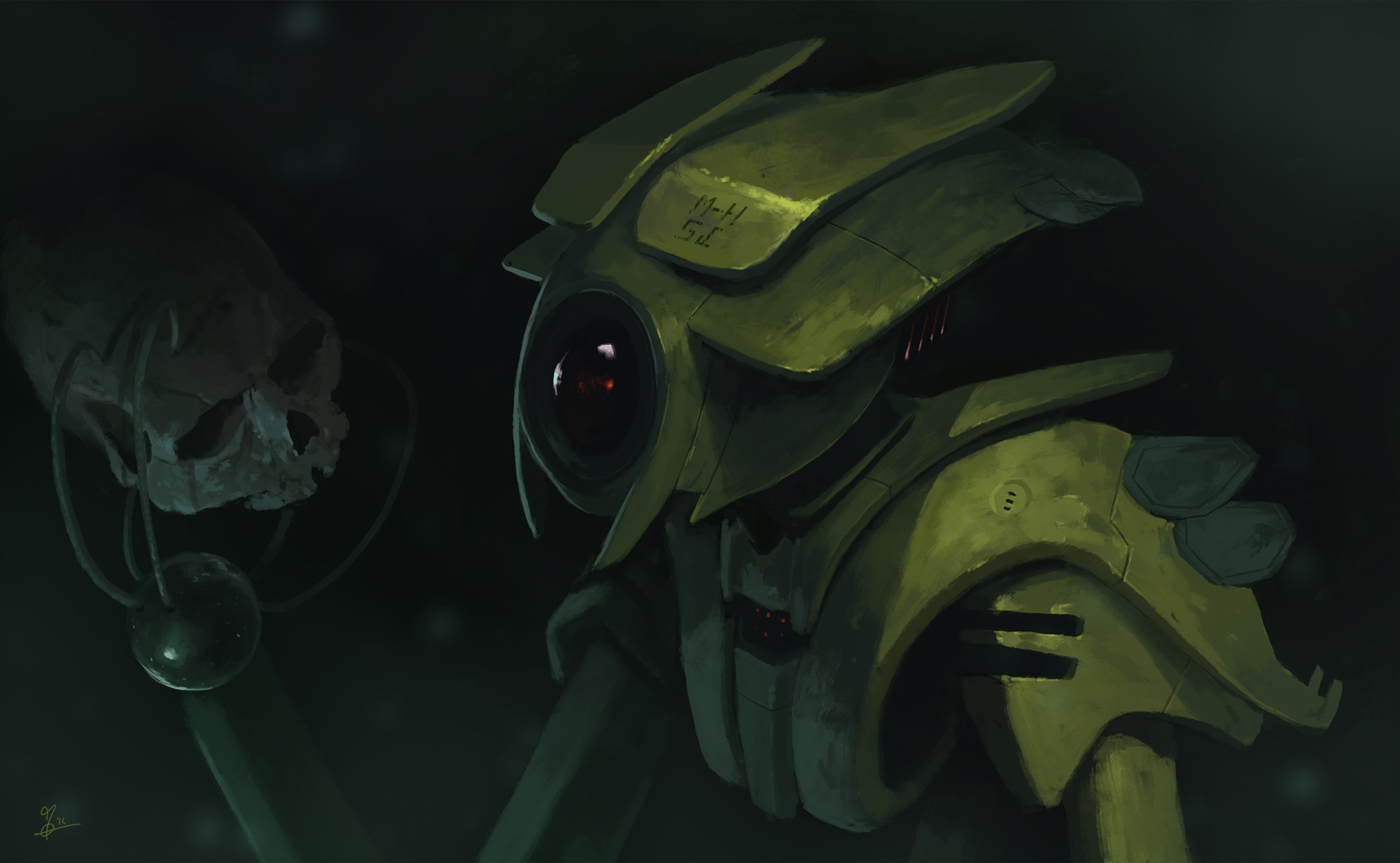 Sci-fi robot with skull HD Wallpaper