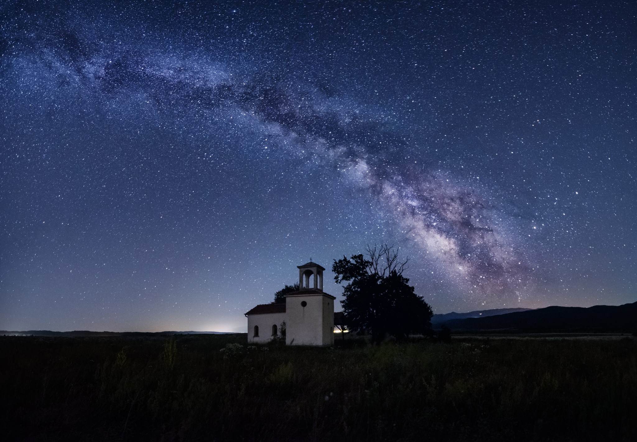 St. Peter and Paul Chapel under the Milky Way in Bulgaria HD Wallpaper