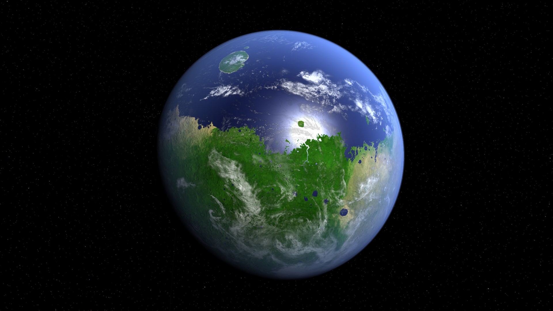 A terraformed planet with oceans and continents HD Wallpaper