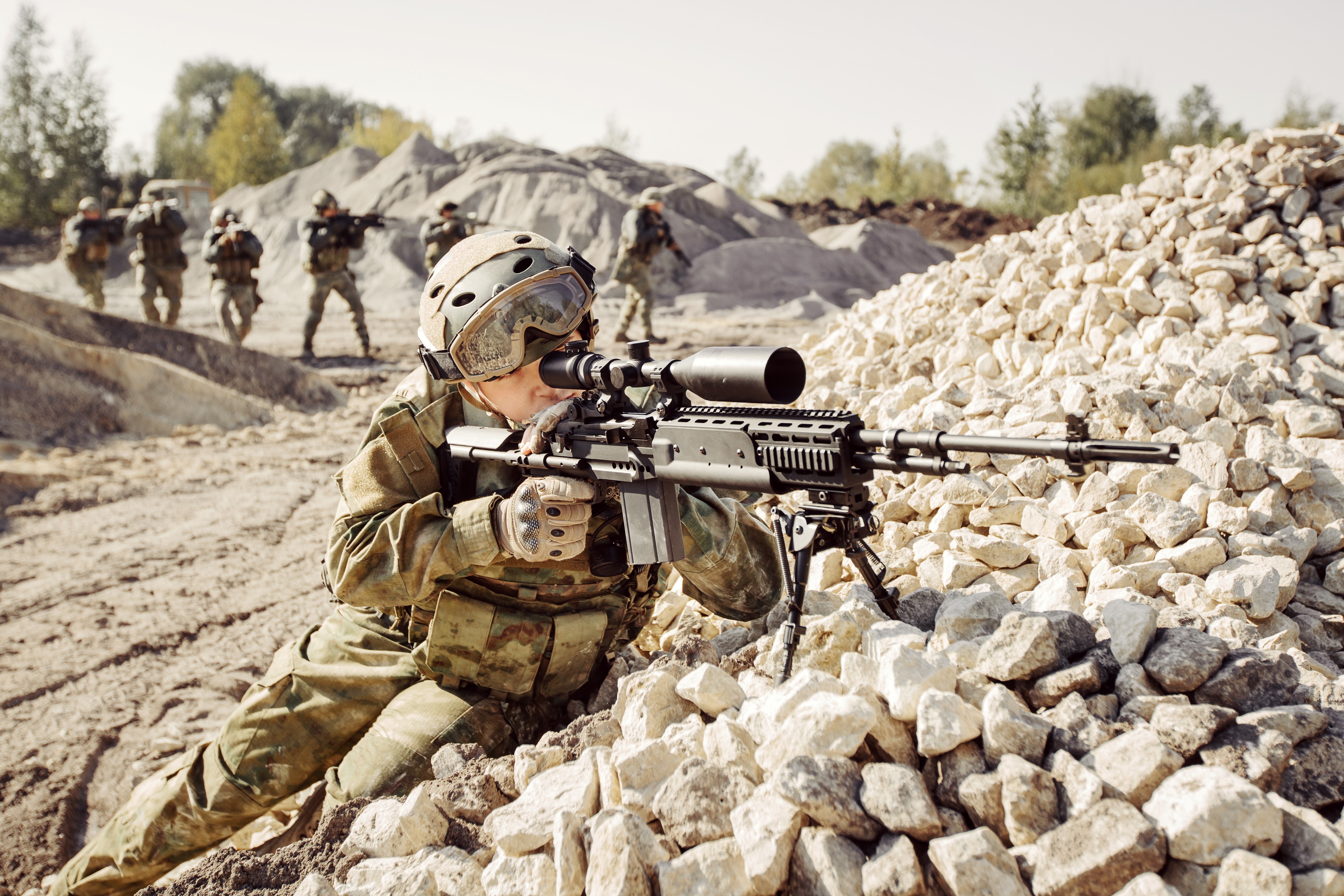 Soldiers training with sniper rifle HD Wallpaper