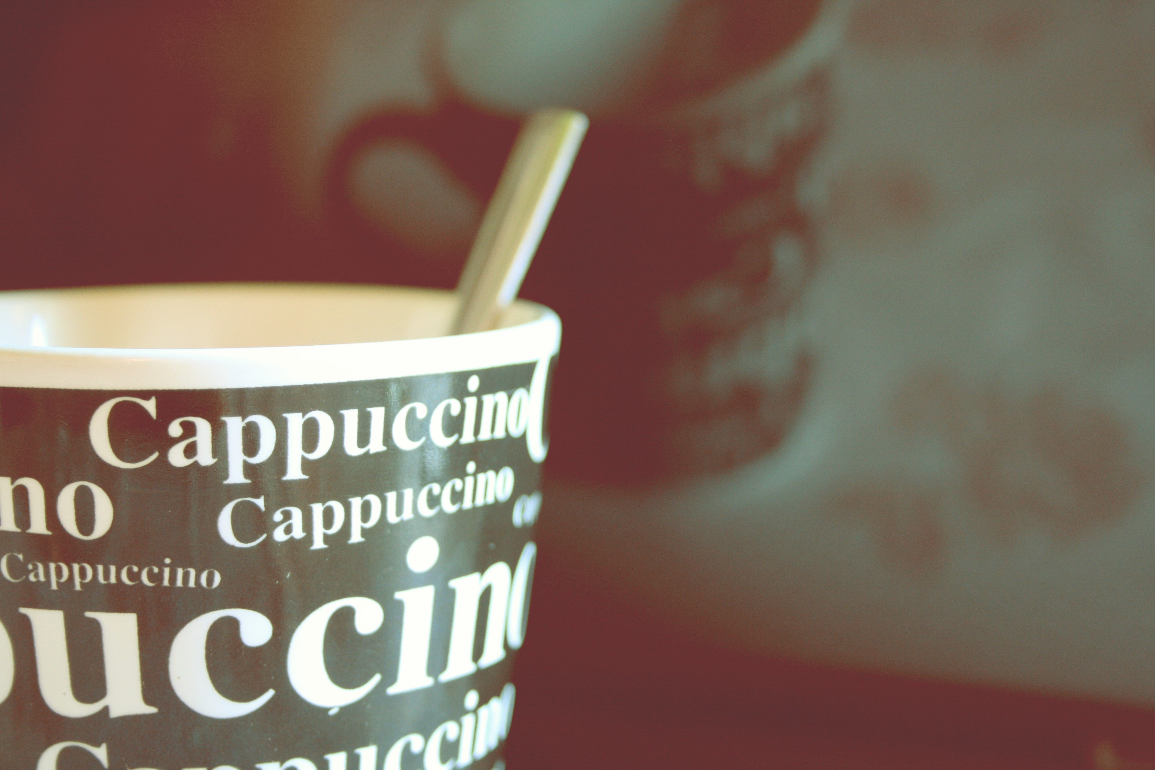 Cappuccino mug with spoon HD Wallpaper