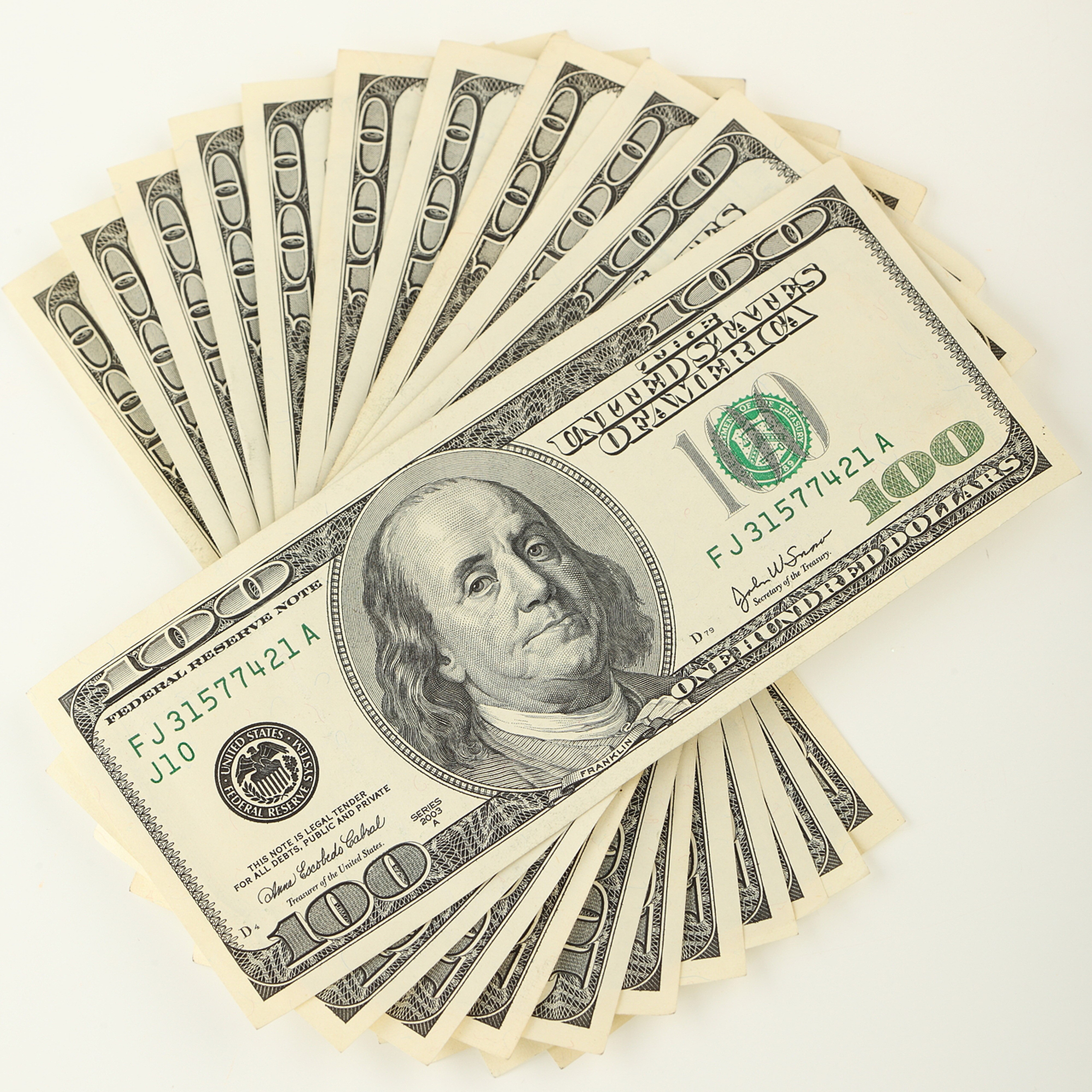 100 Dollar Bills Fanned Out HD Wallpaper