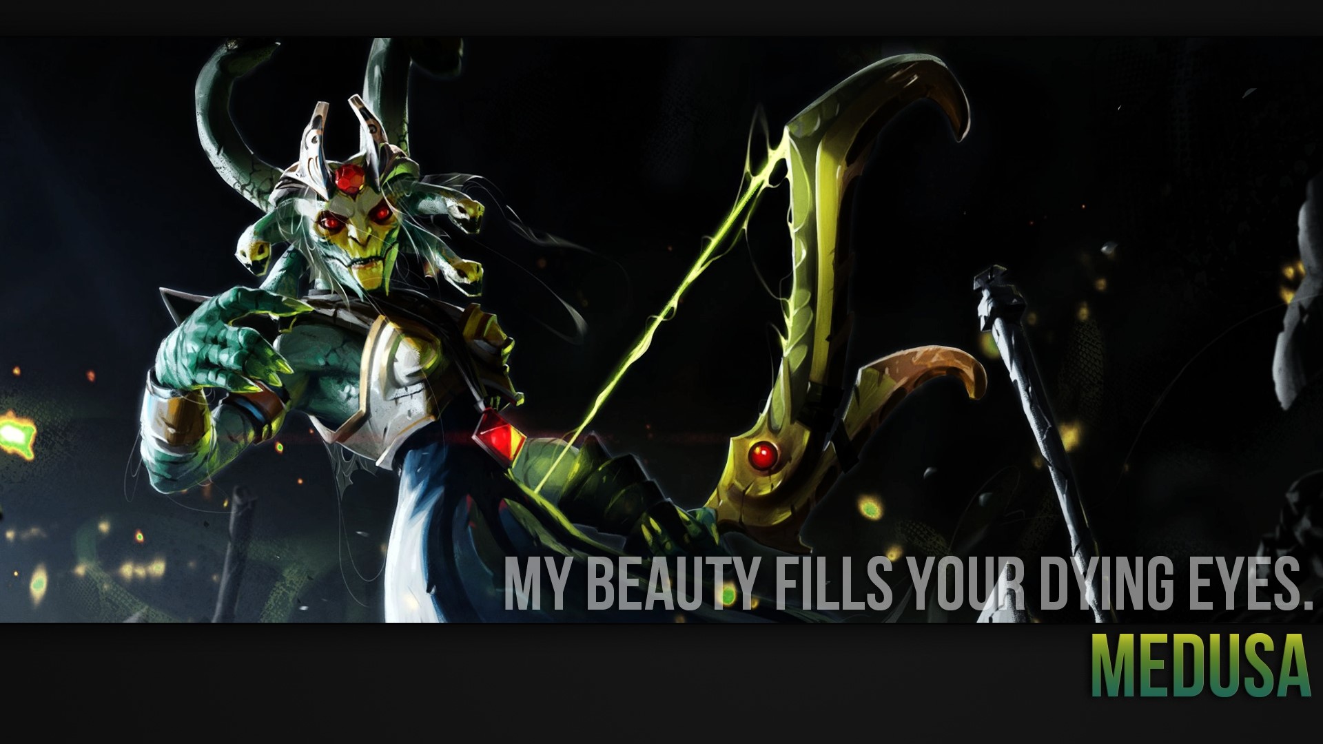 Medusa from Dota 2 with a bow HD Wallpaper