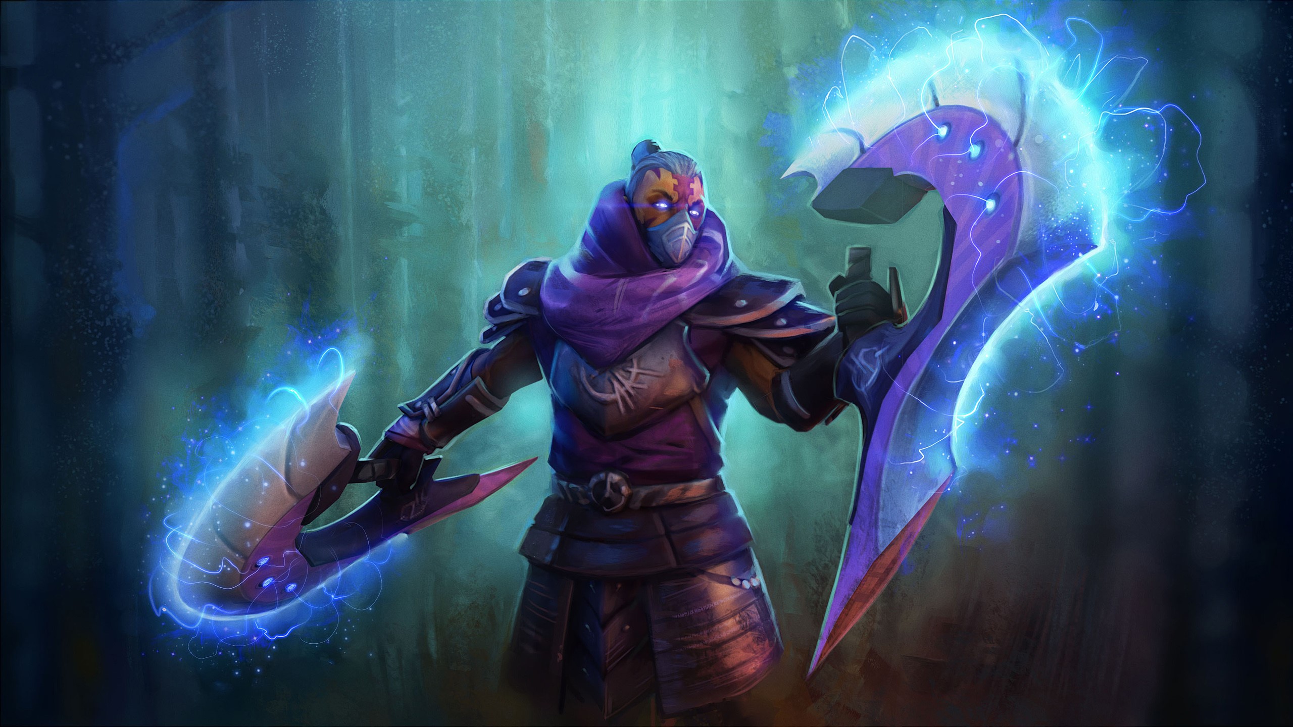 Anti-Mage from DOTA 2 with glowing battle axes HD Wallpaper