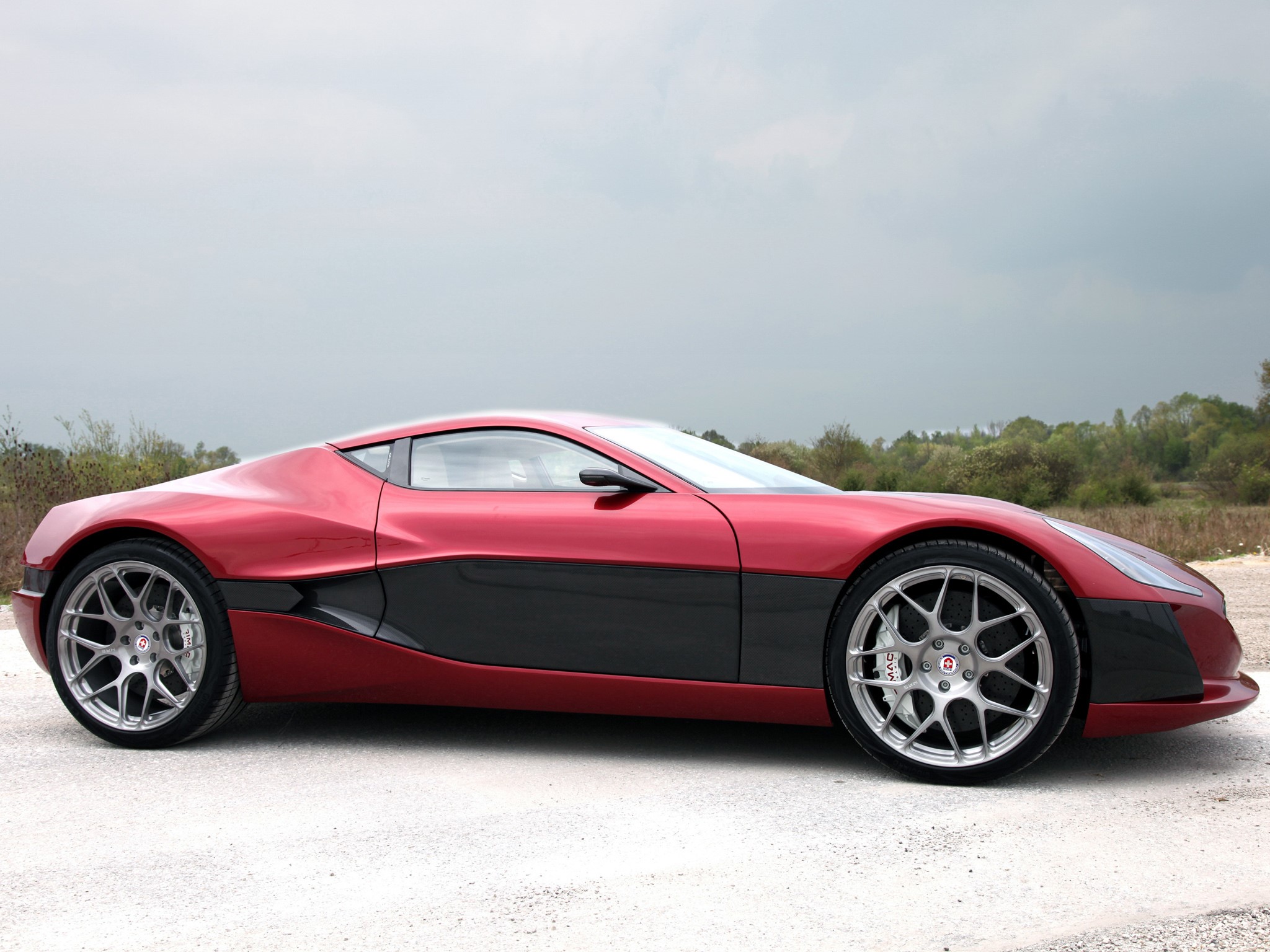 Red Rimac Concept One electric supercar HD Wallpaper