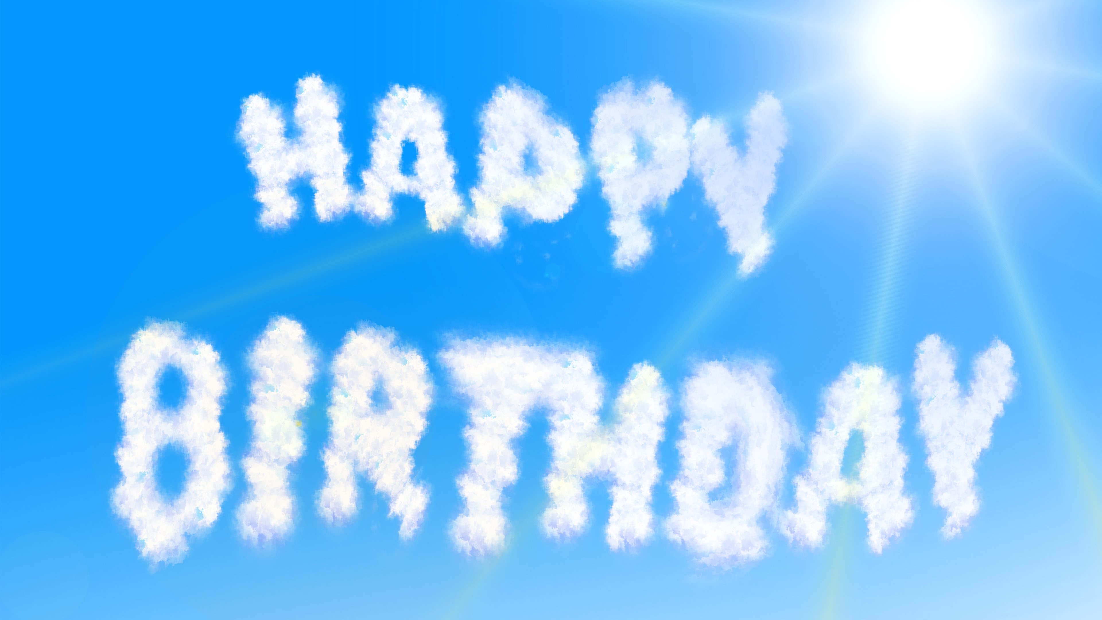 Happy Birthday clouds in the sky HD Wallpaper
