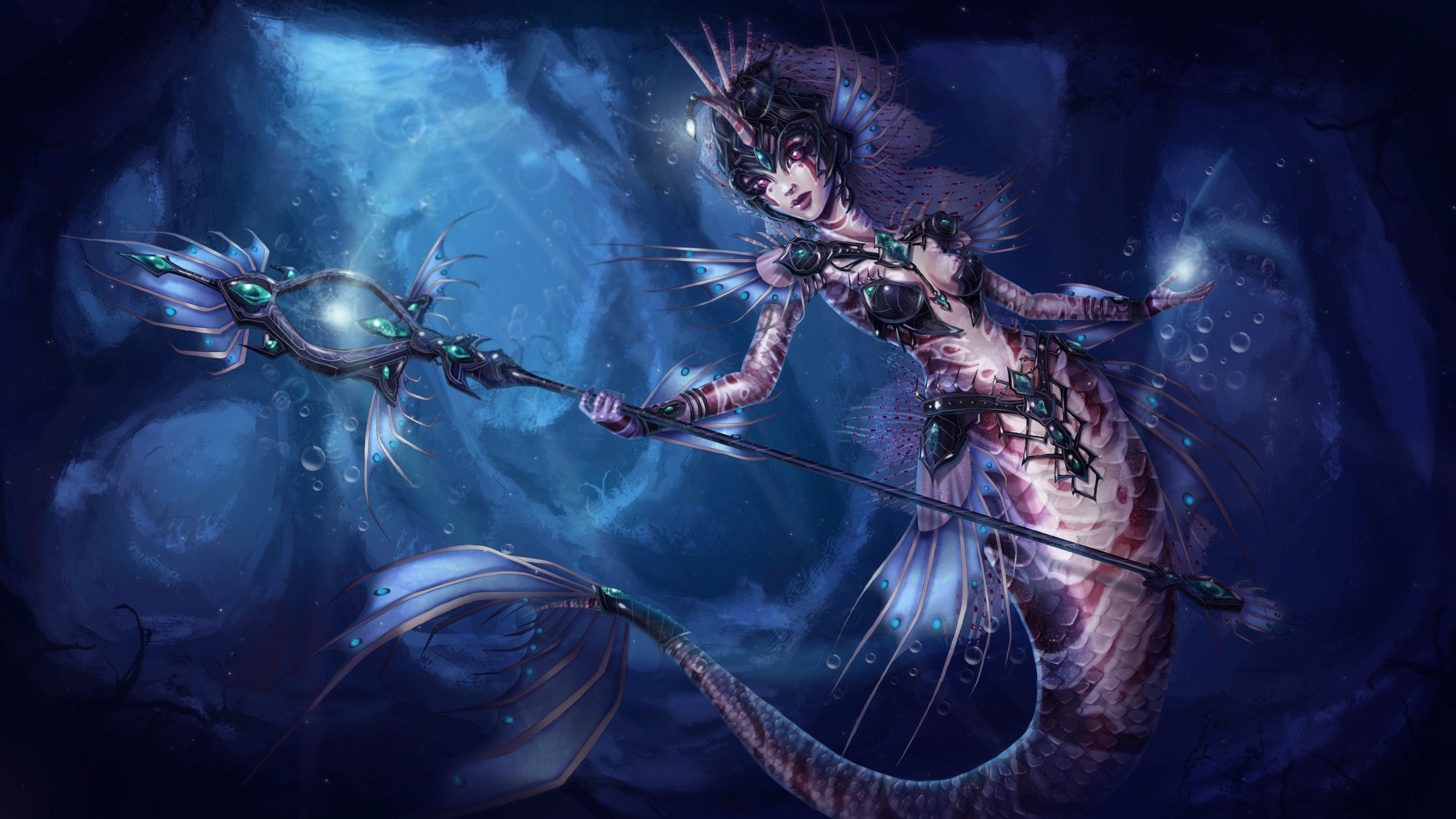 Nami from League of Legends holding a staff HD Wallpaper