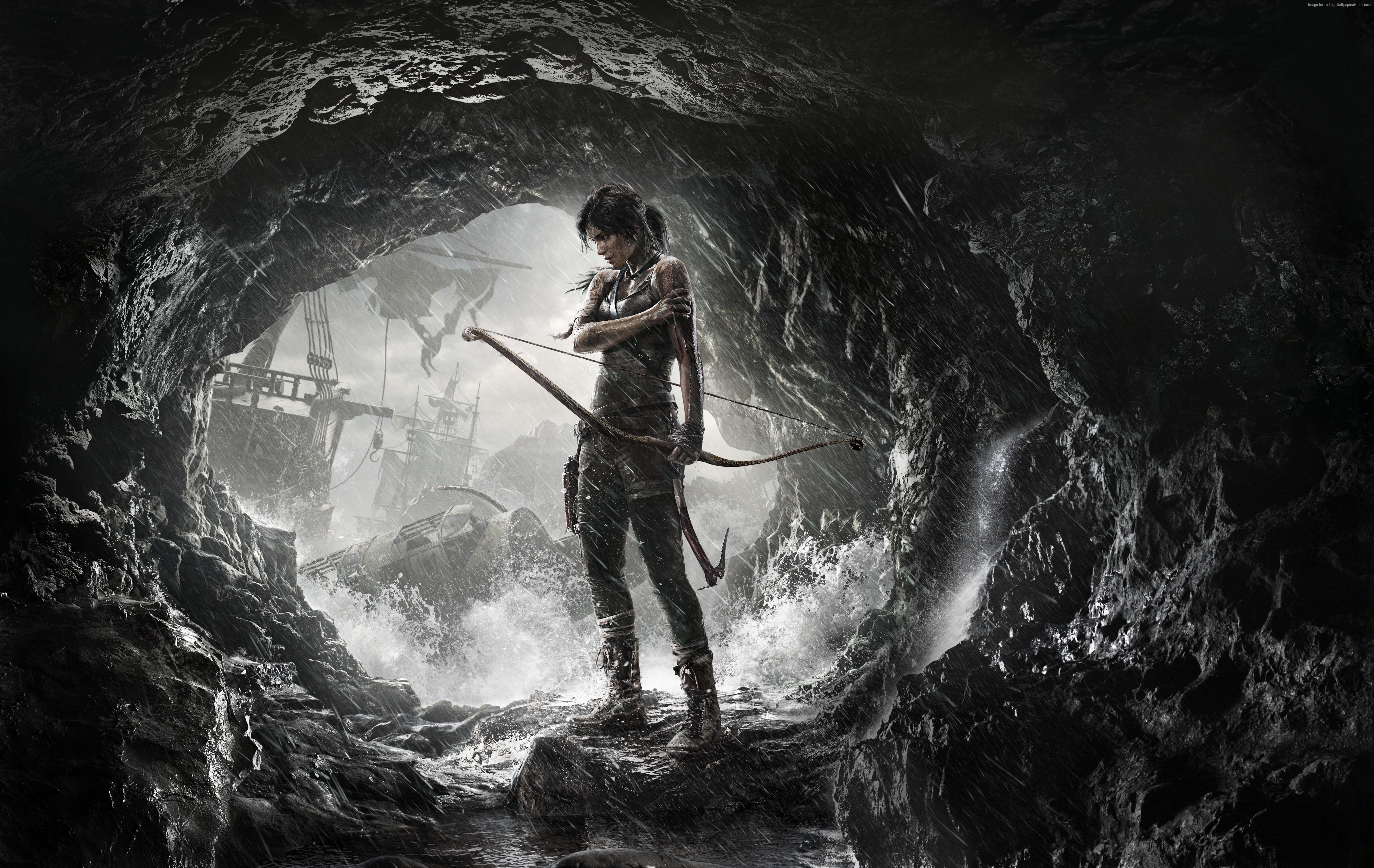 Lara Croft from Tomb Raider 2013 in a Cave HD Wallpaper