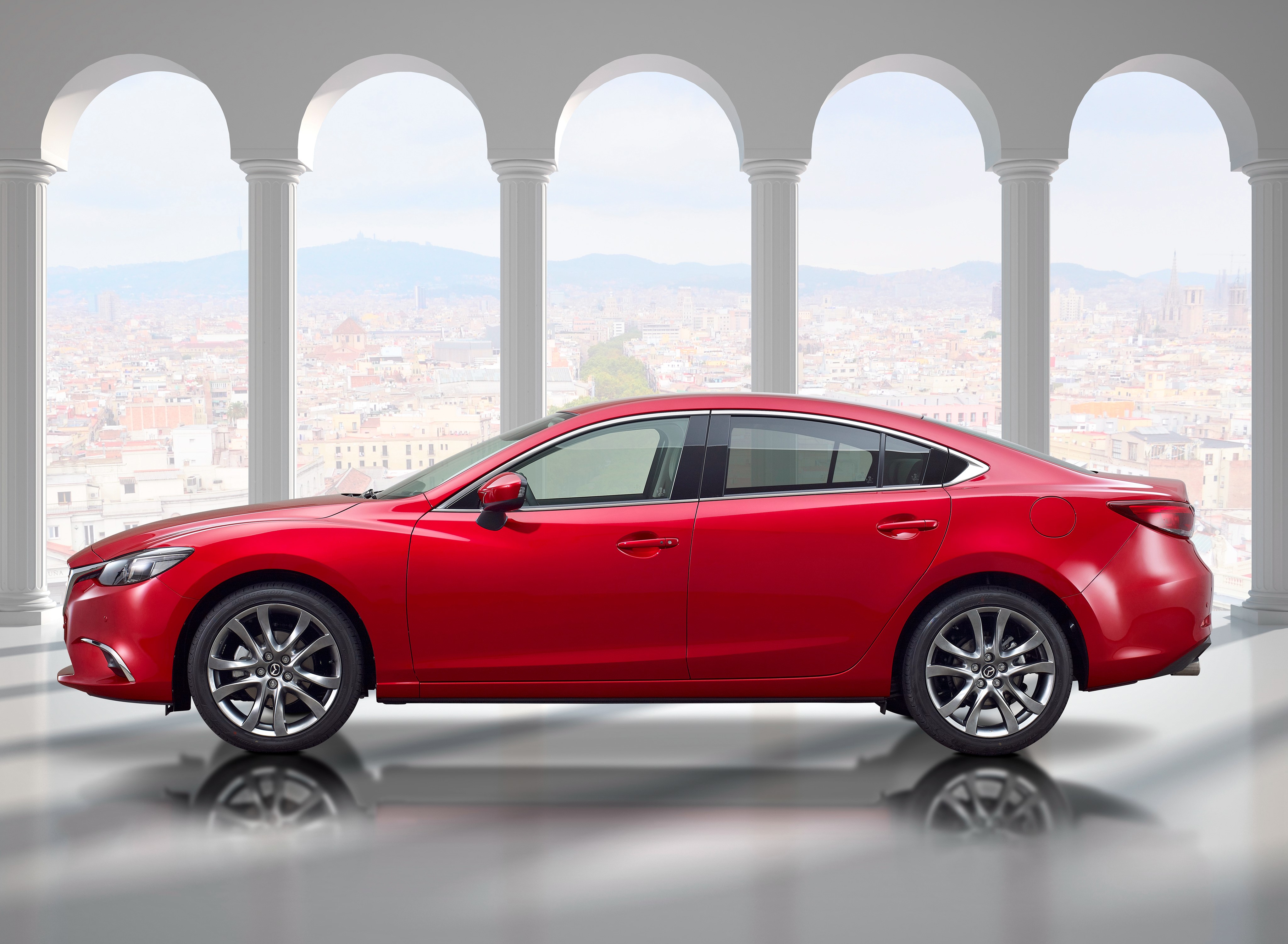 4K Red Mazda 6 GJ Sedan Side View HD Wallpaper