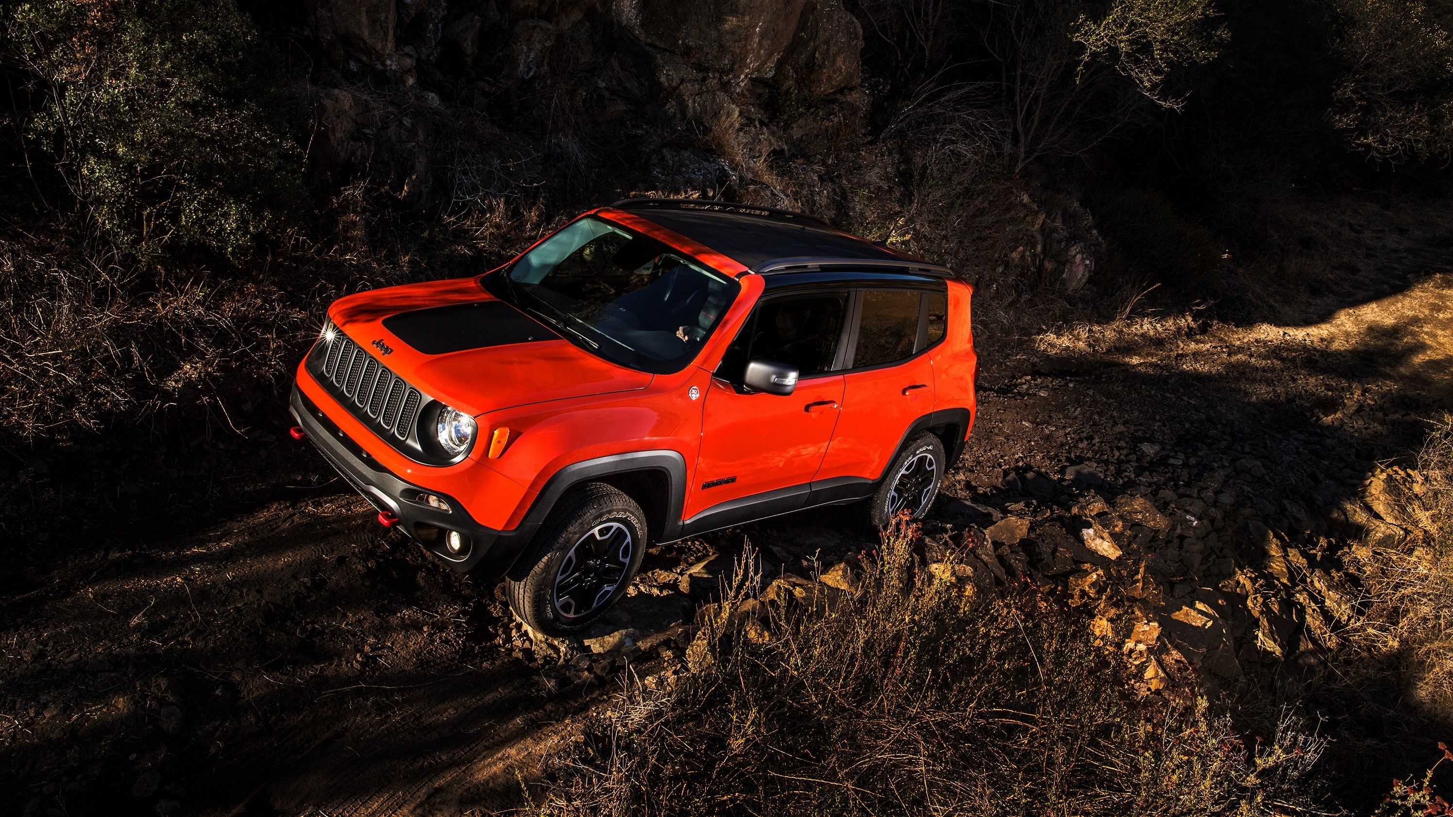 Orange Jeep Renegade Latitude off-roading HD Wallpaper