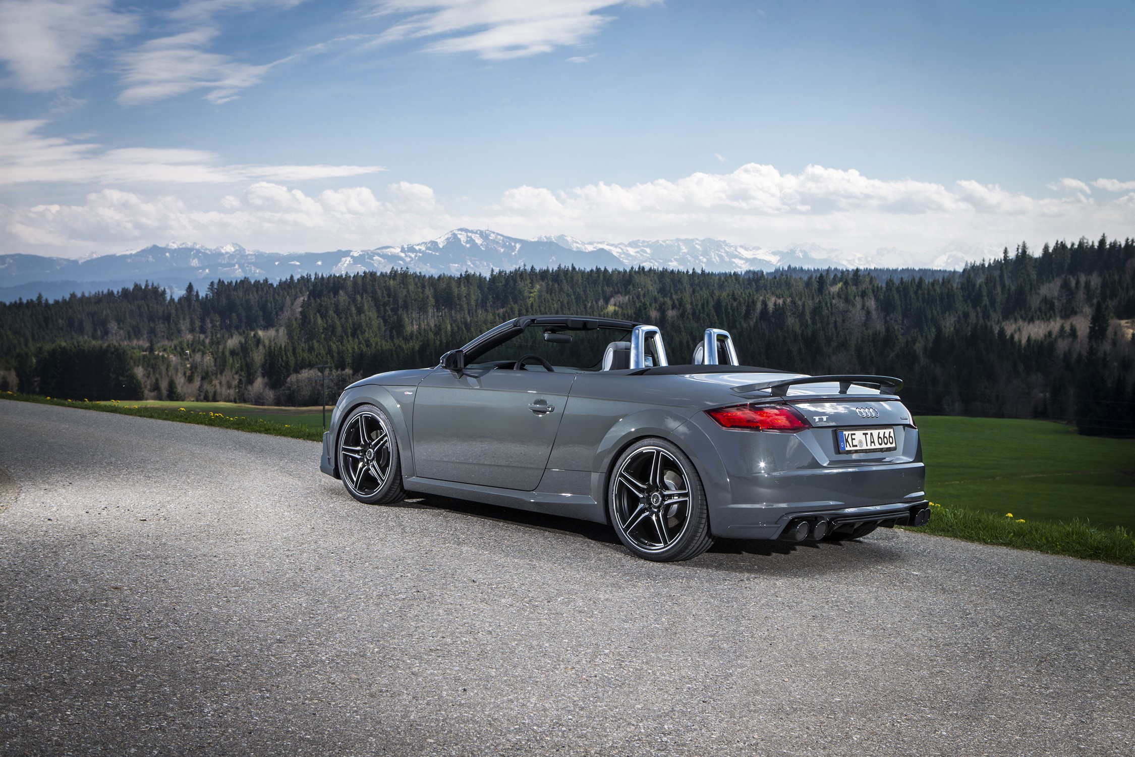 Grey Audi TT Roadster by Abt on a Mountain Road HD Wallpaper