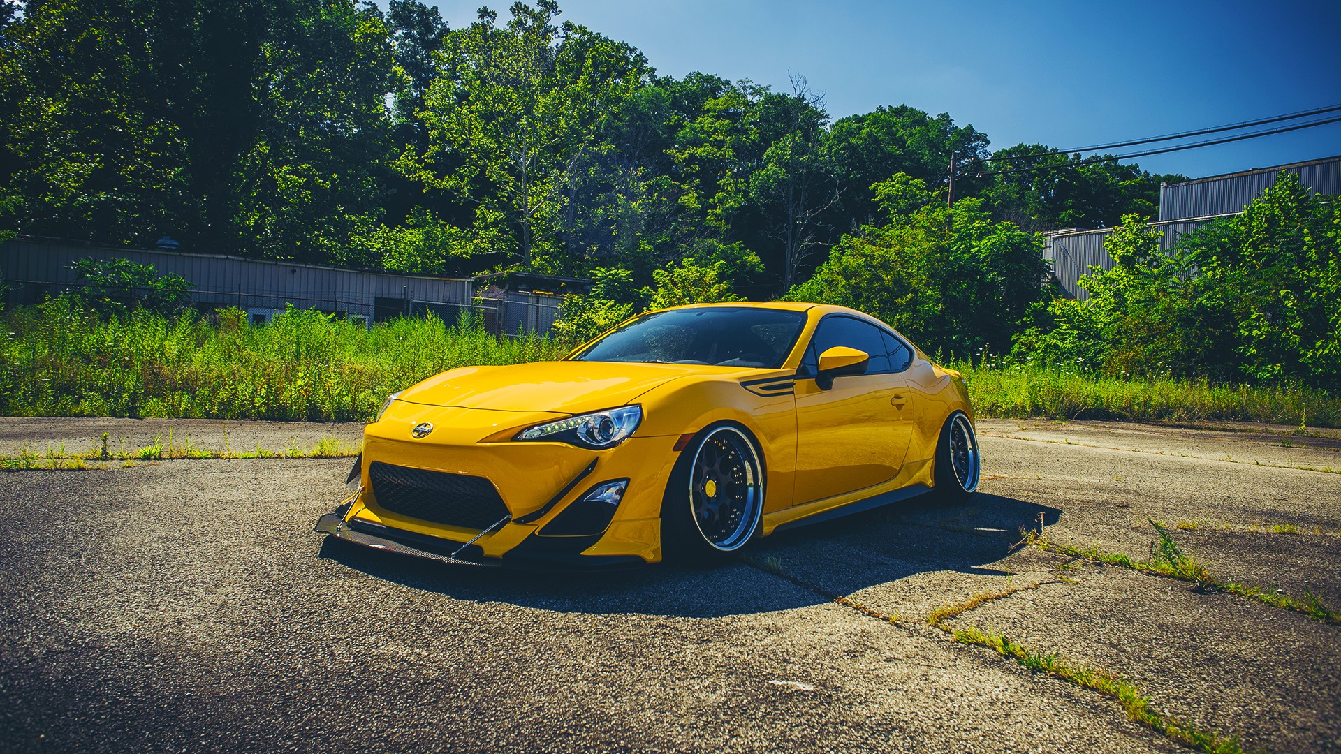 Yellow Scion FR-S Stance Car HD Wallpaper