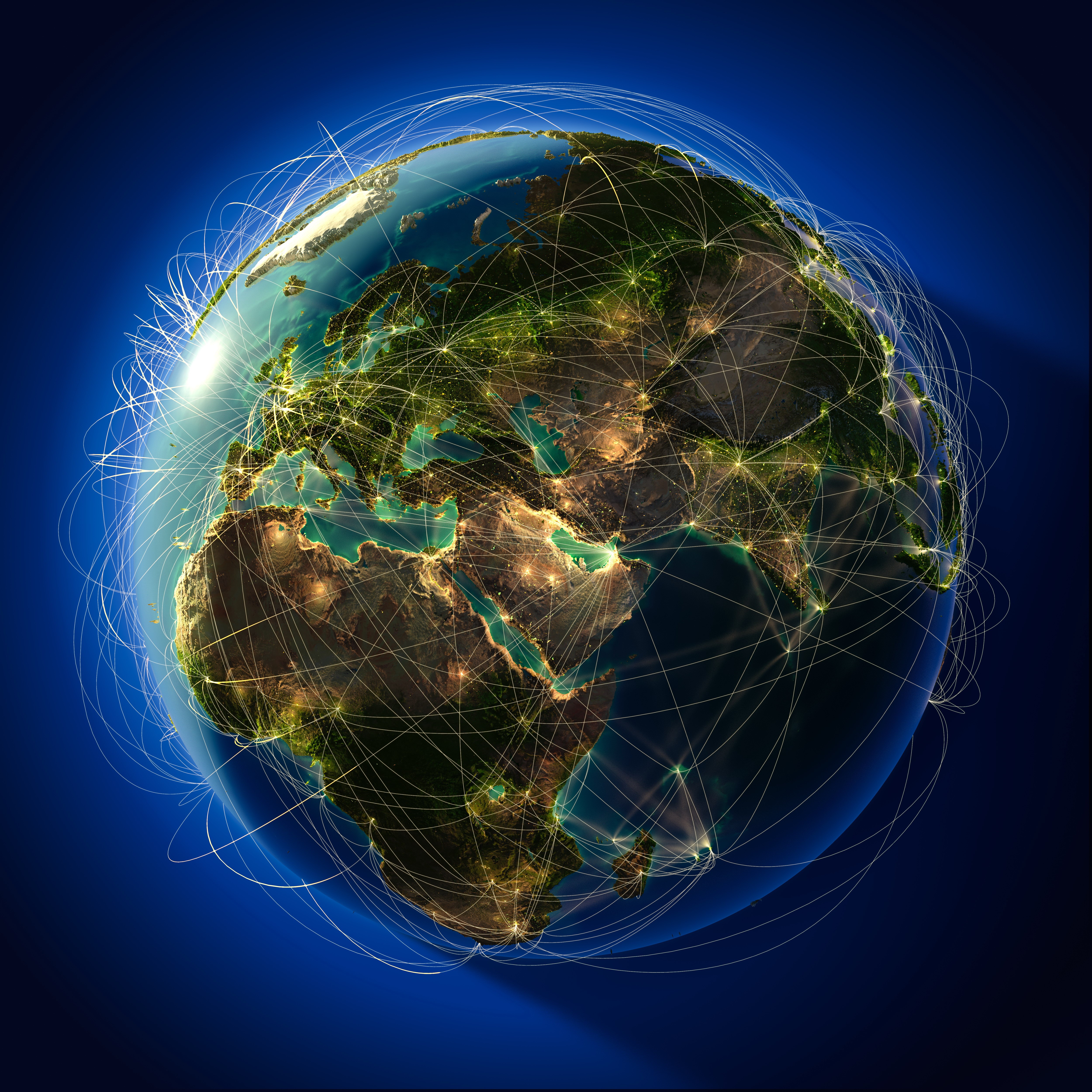 4K Earth Globe with Global Light Connections HD Wallpaper