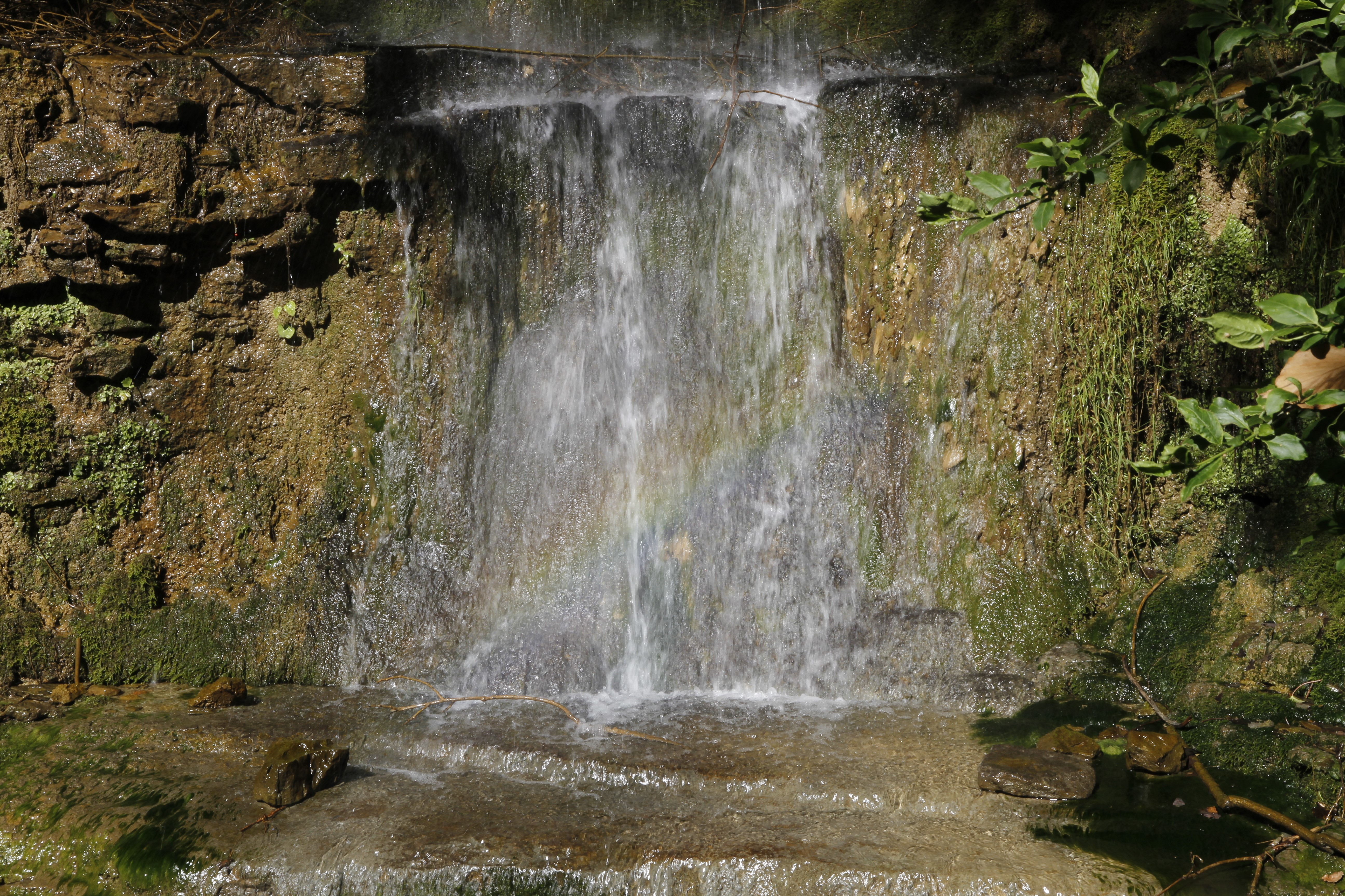 Waterfall with Rainbow at Rupit, Spain HD Wallpaper