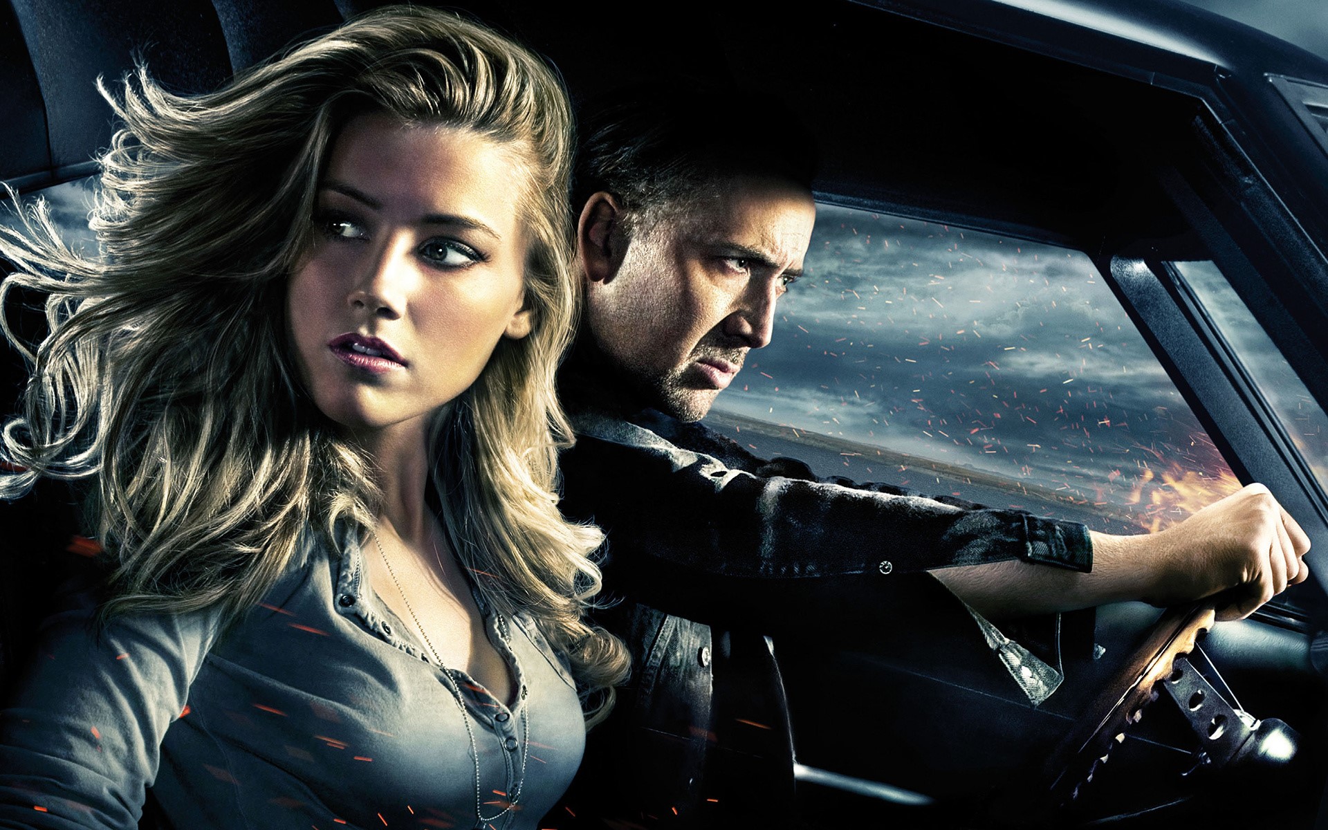 Drive Angry 2011: Amber Heard and Nicolas Cage HD Wallpaper
