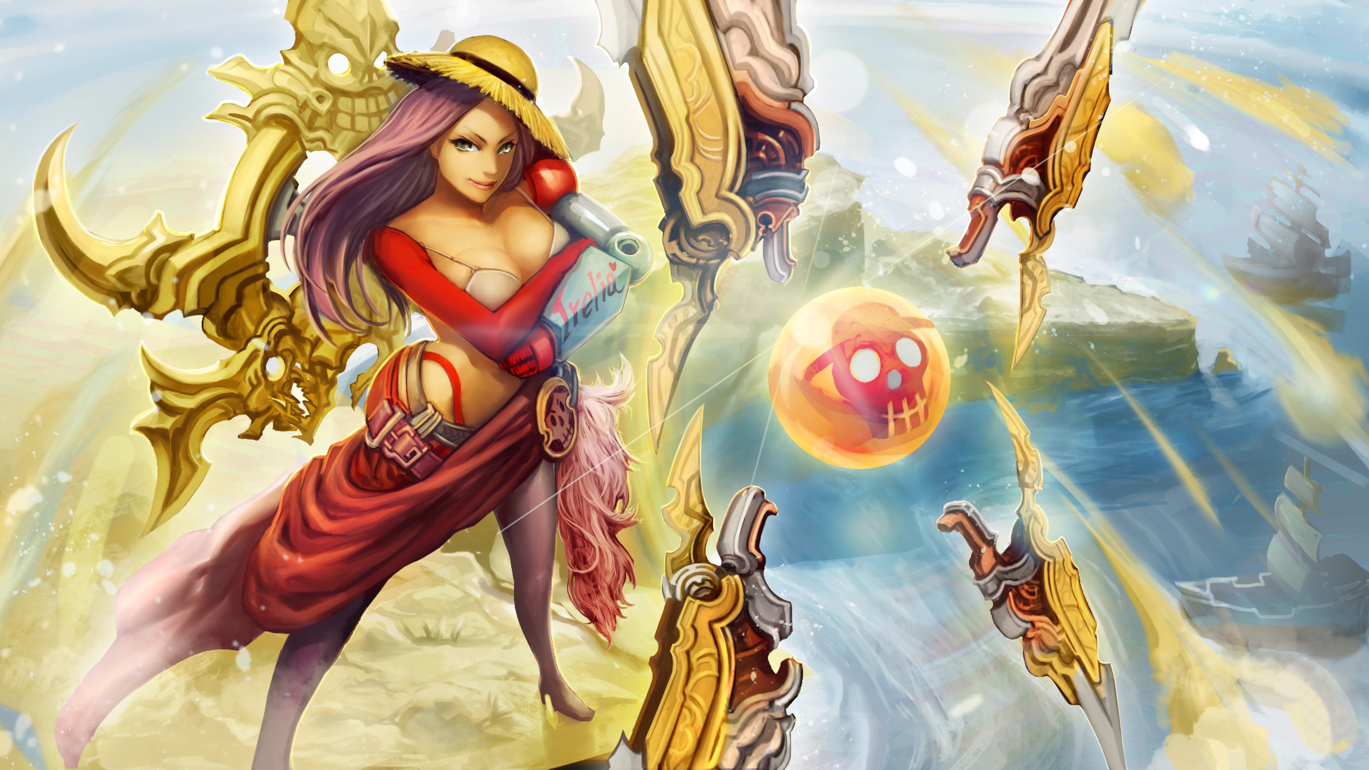 Irelia from League of Legends with a skull orb HD Wallpaper