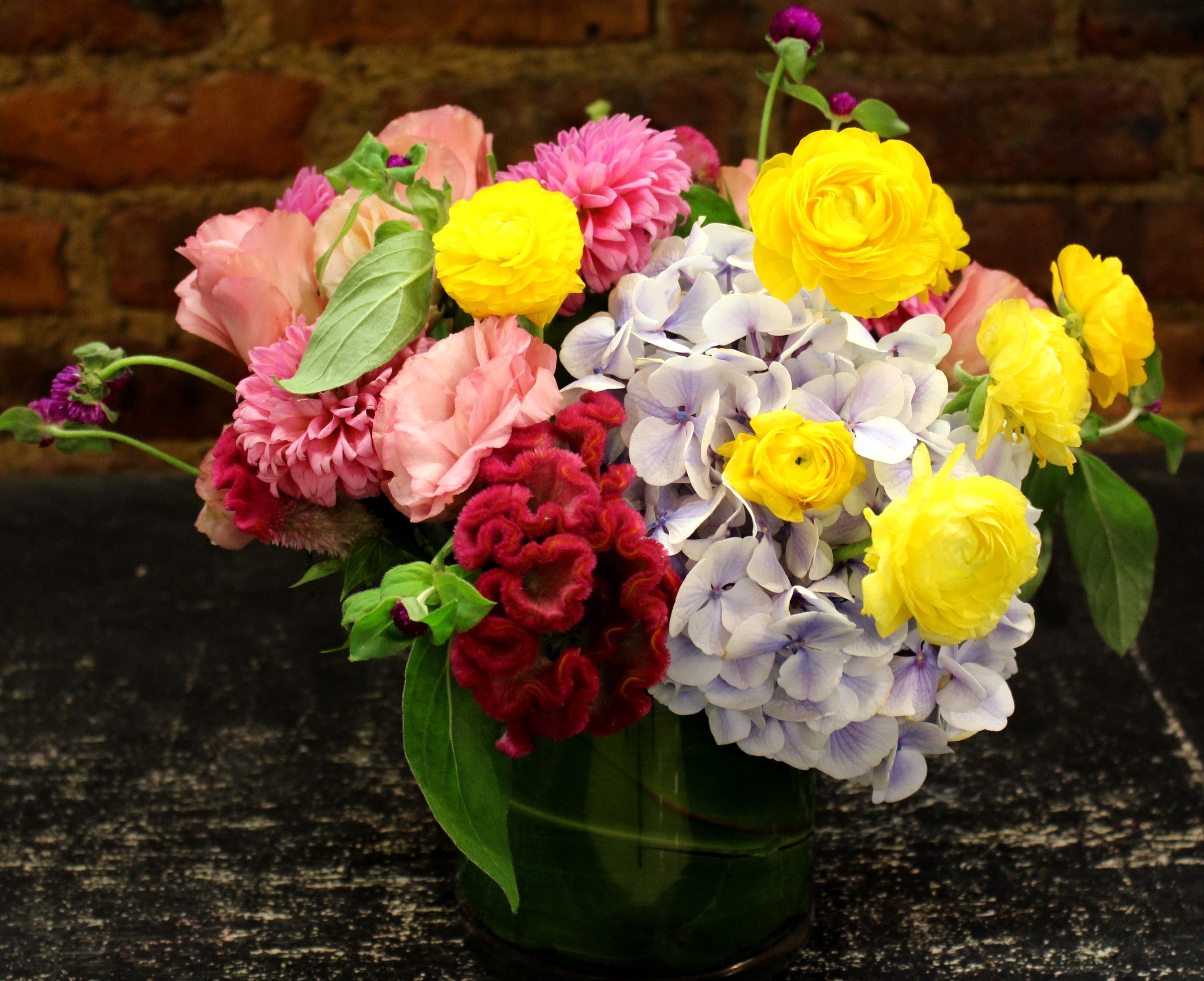 Bouquet of Roses, Ranunculus, and Hydrangea HD Wallpaper