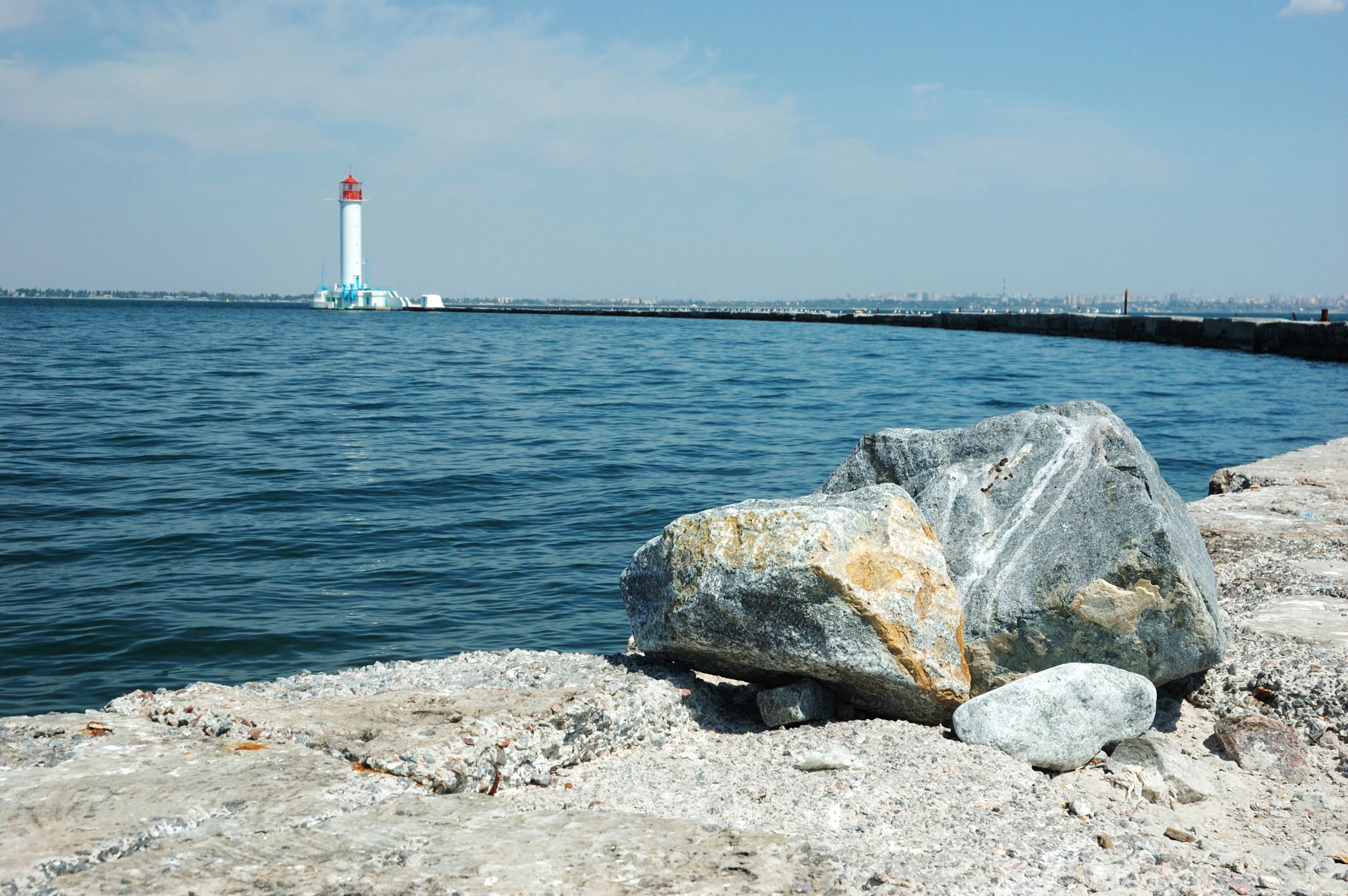4K Ukraine Sea Coast Lighthouse and Stones HD Wallpaper