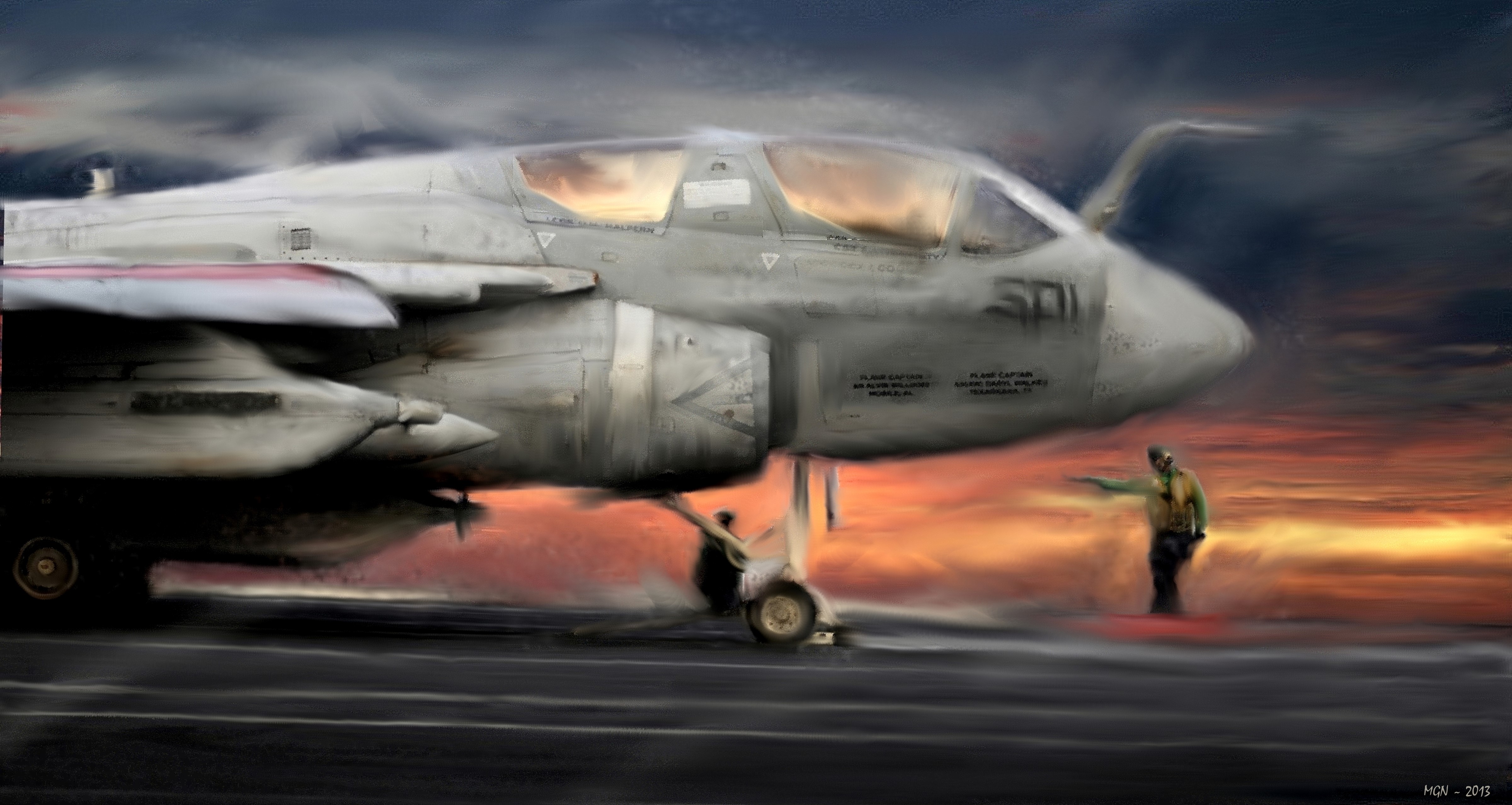 4K Grumman EA-6 Prowler on Aircraft Carrier HD Wallpaper