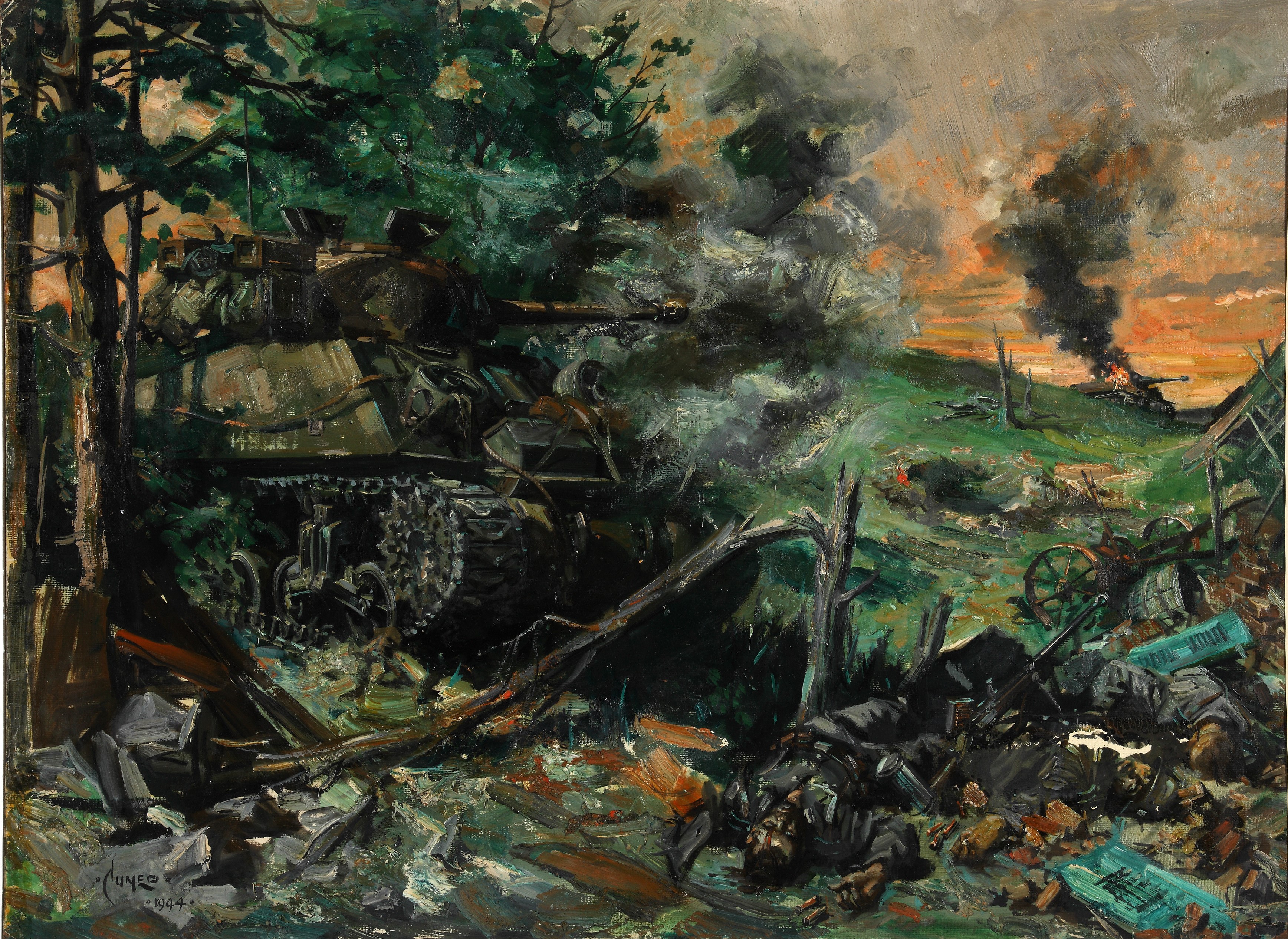 Tank Battle Painting by Terence Cuneo HD Wallpaper