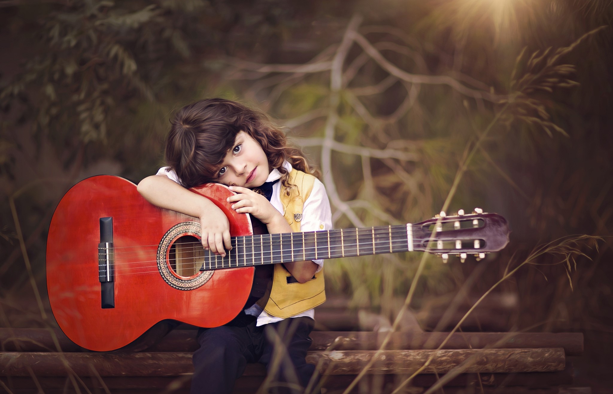 Girl with a guitar HD Wallpaper