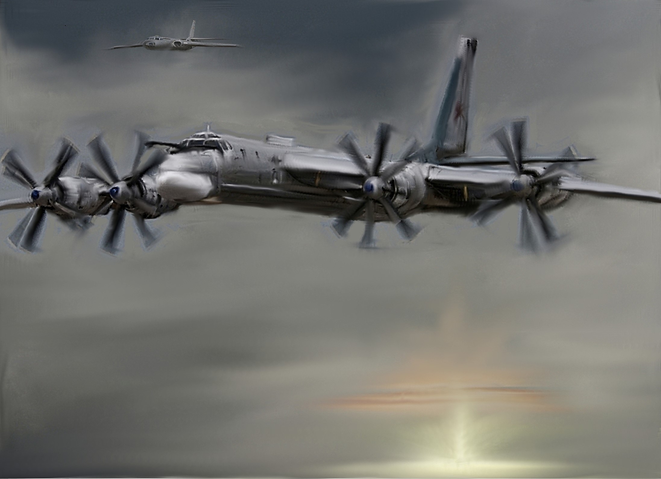 Tu-95 bomber aircraft in flight HD Wallpaper