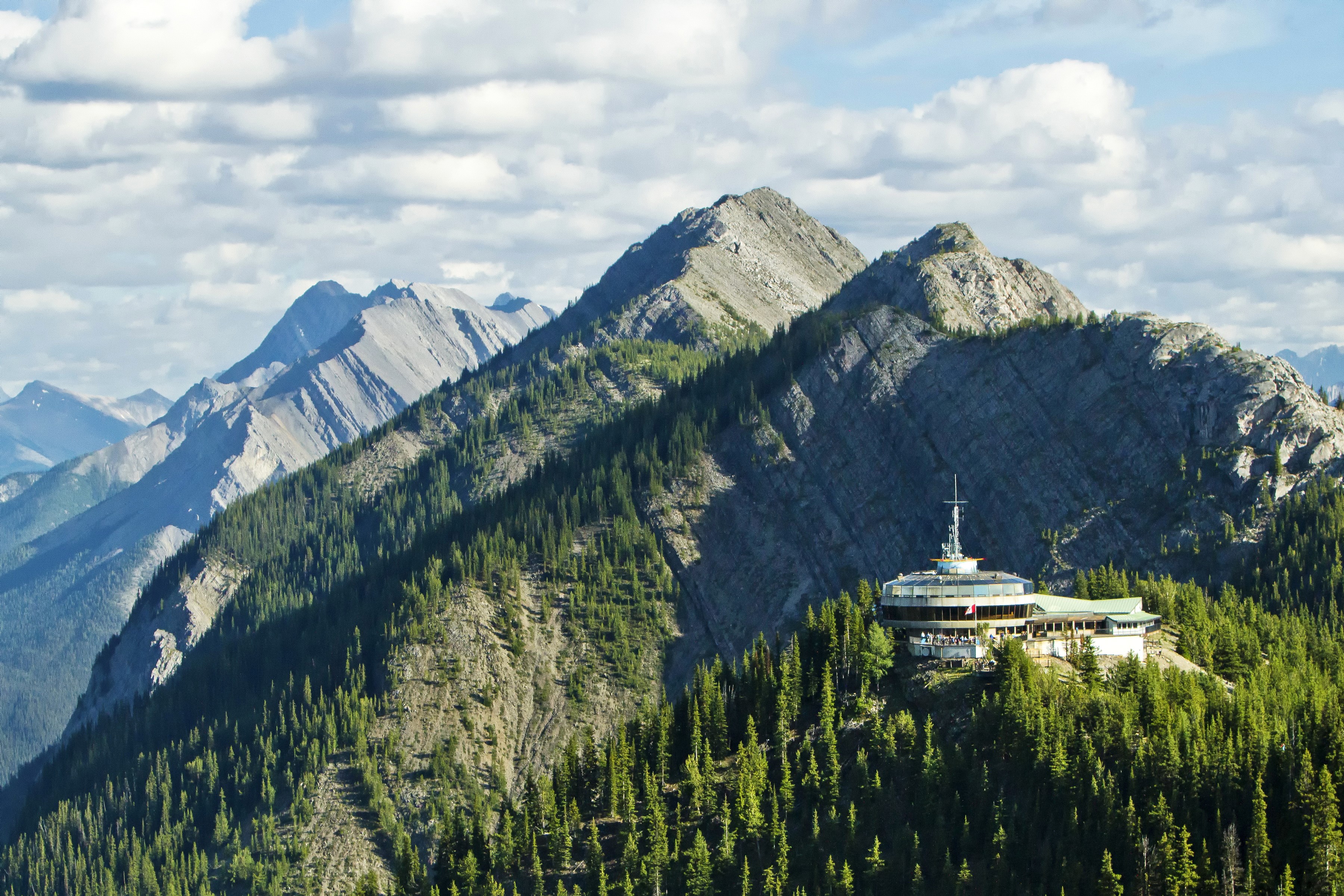 Banff National Park Mountain Landscape with Building HD Wallpaper