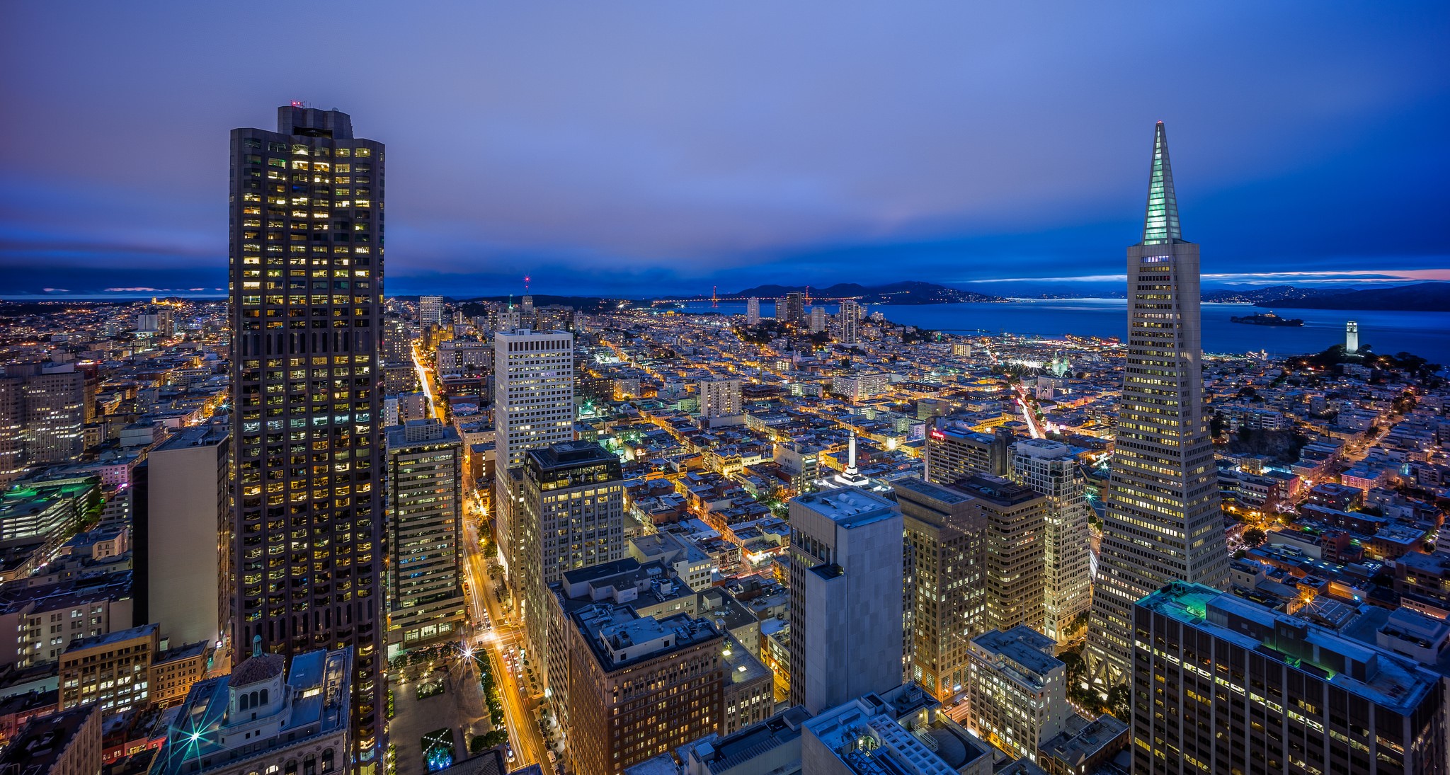 San Francisco skyline at night, California HD Wallpaper