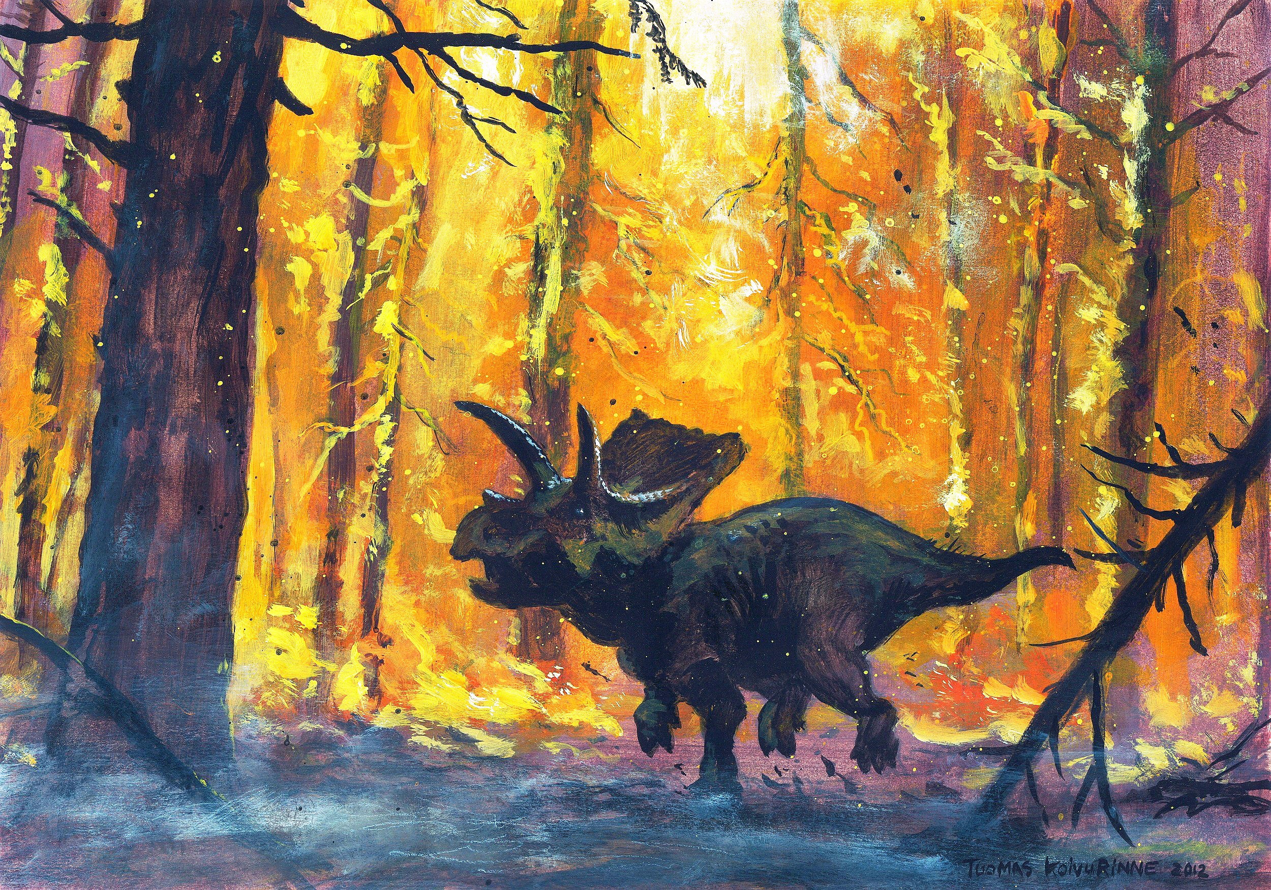 Arrhinoceratops dinosaur in a forest by Tuomas Koivurinne HD Wallpaper