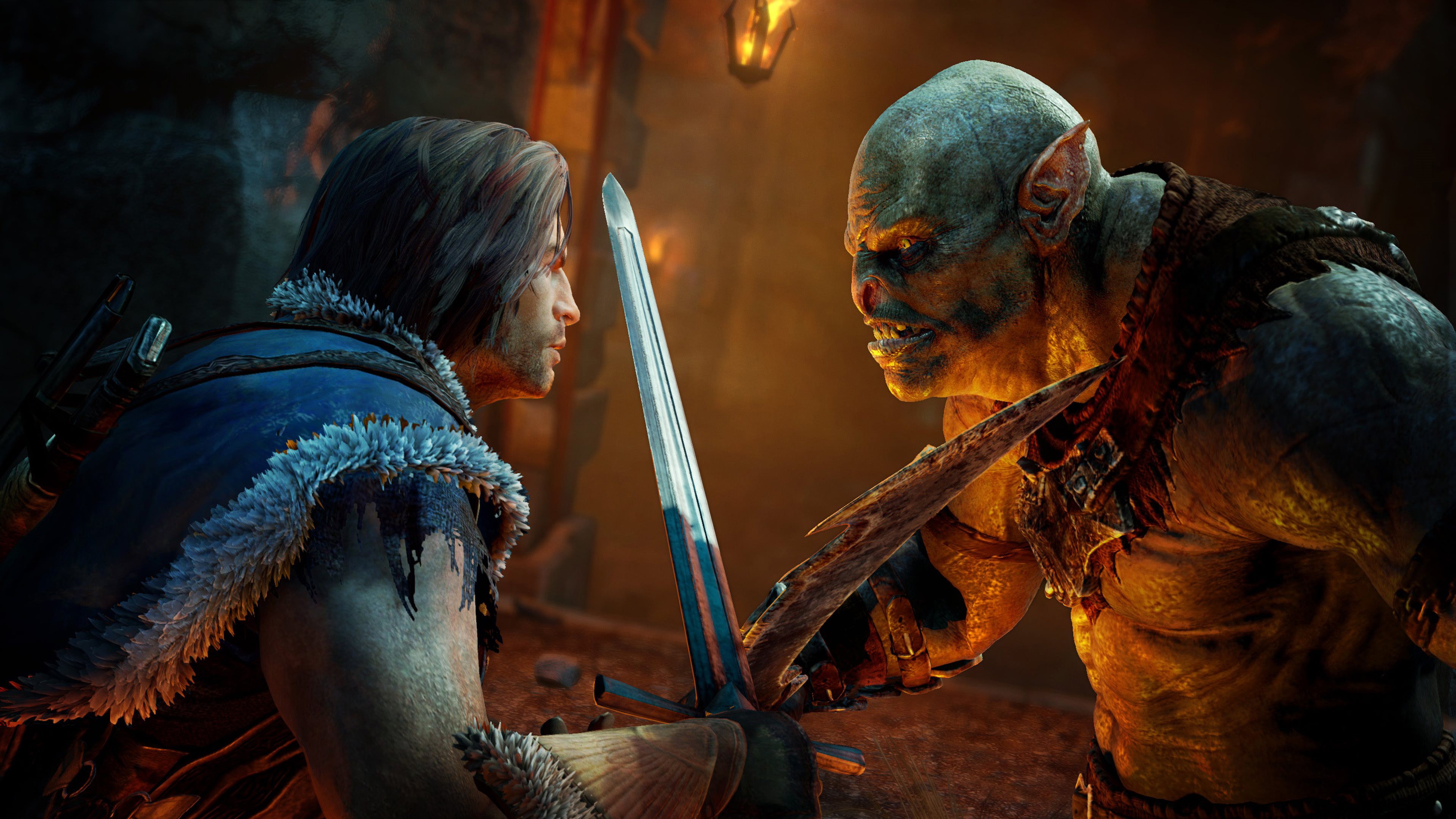 4K Warriors fight Orcs with Swords in Middle-earth: Shadow of Mordor HD Wallpaper