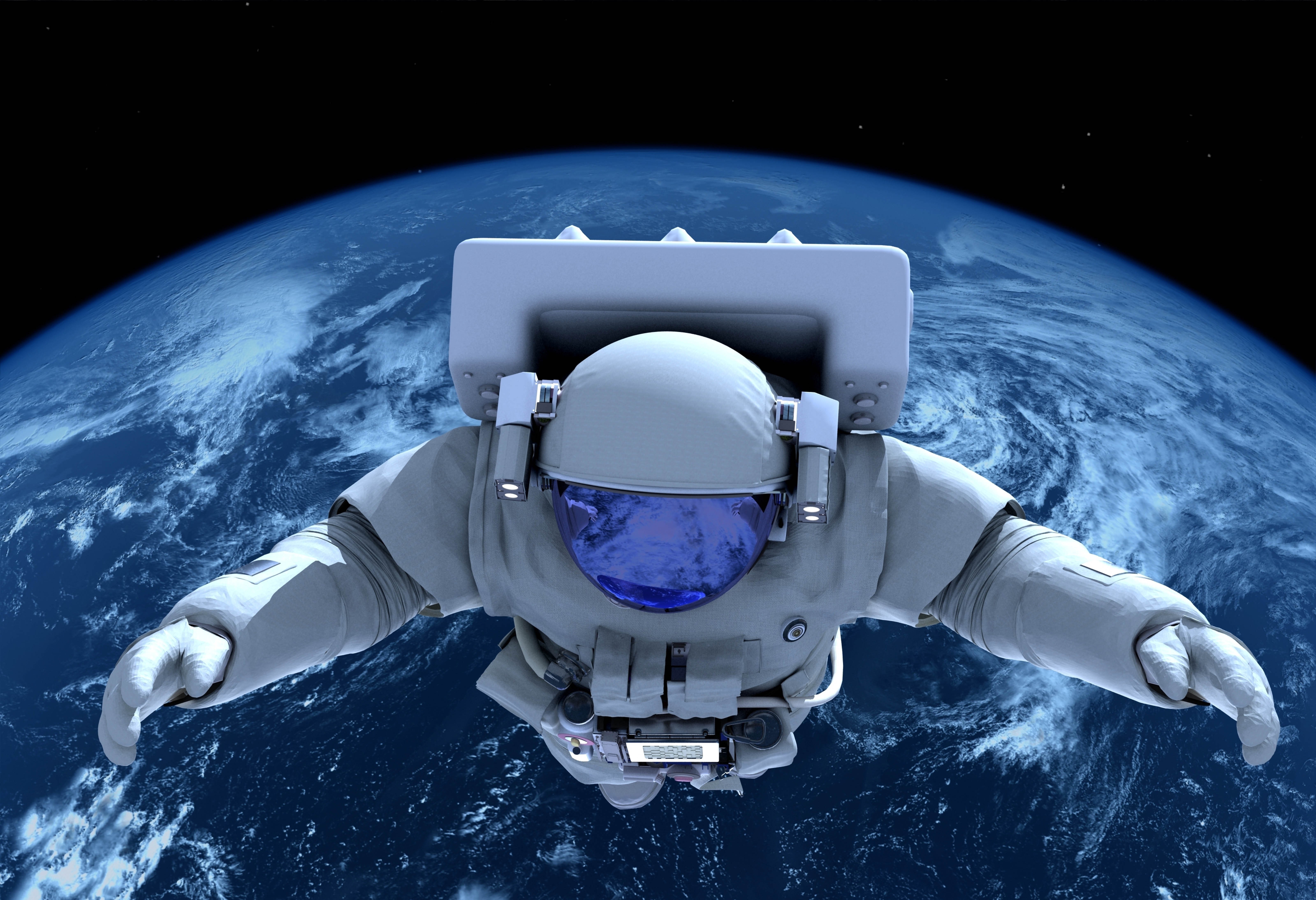 Astronaut floating above Earth HD Wallpaper
