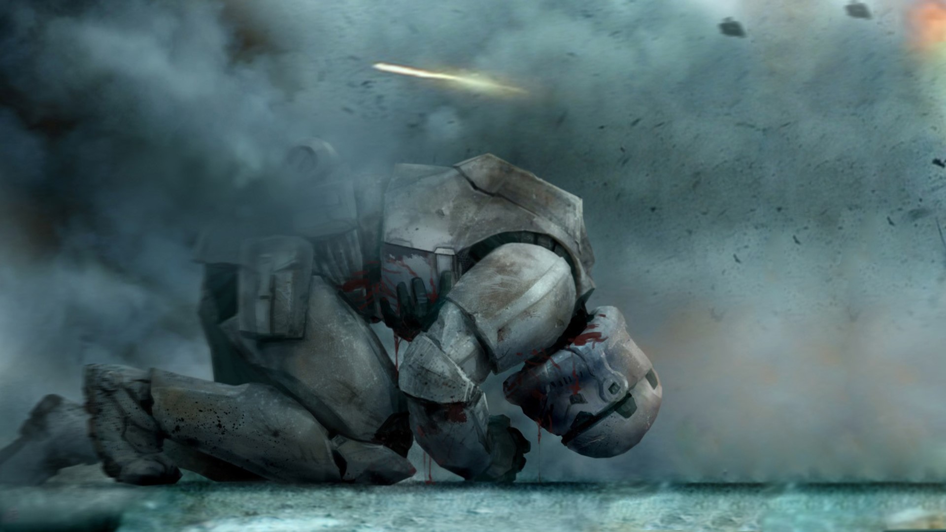 Injured Clone Trooper in Star Wars Battle HD Wallpaper