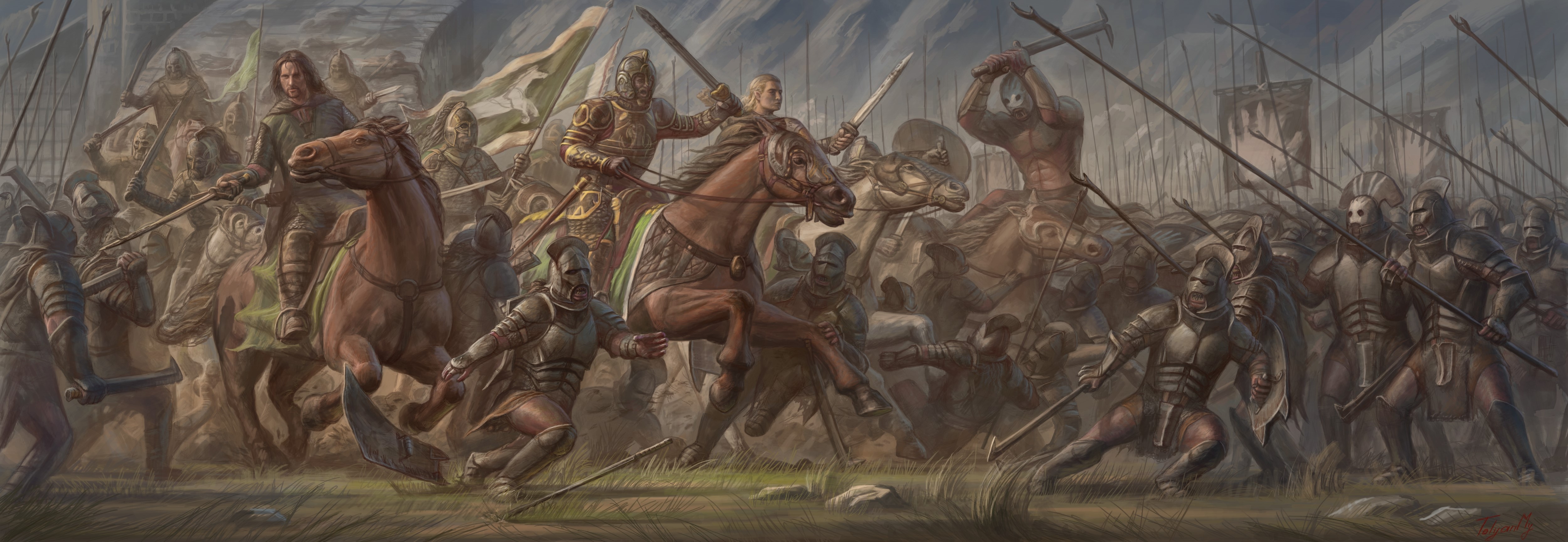 Battle scene from The Lord of the Rings HD Wallpaper