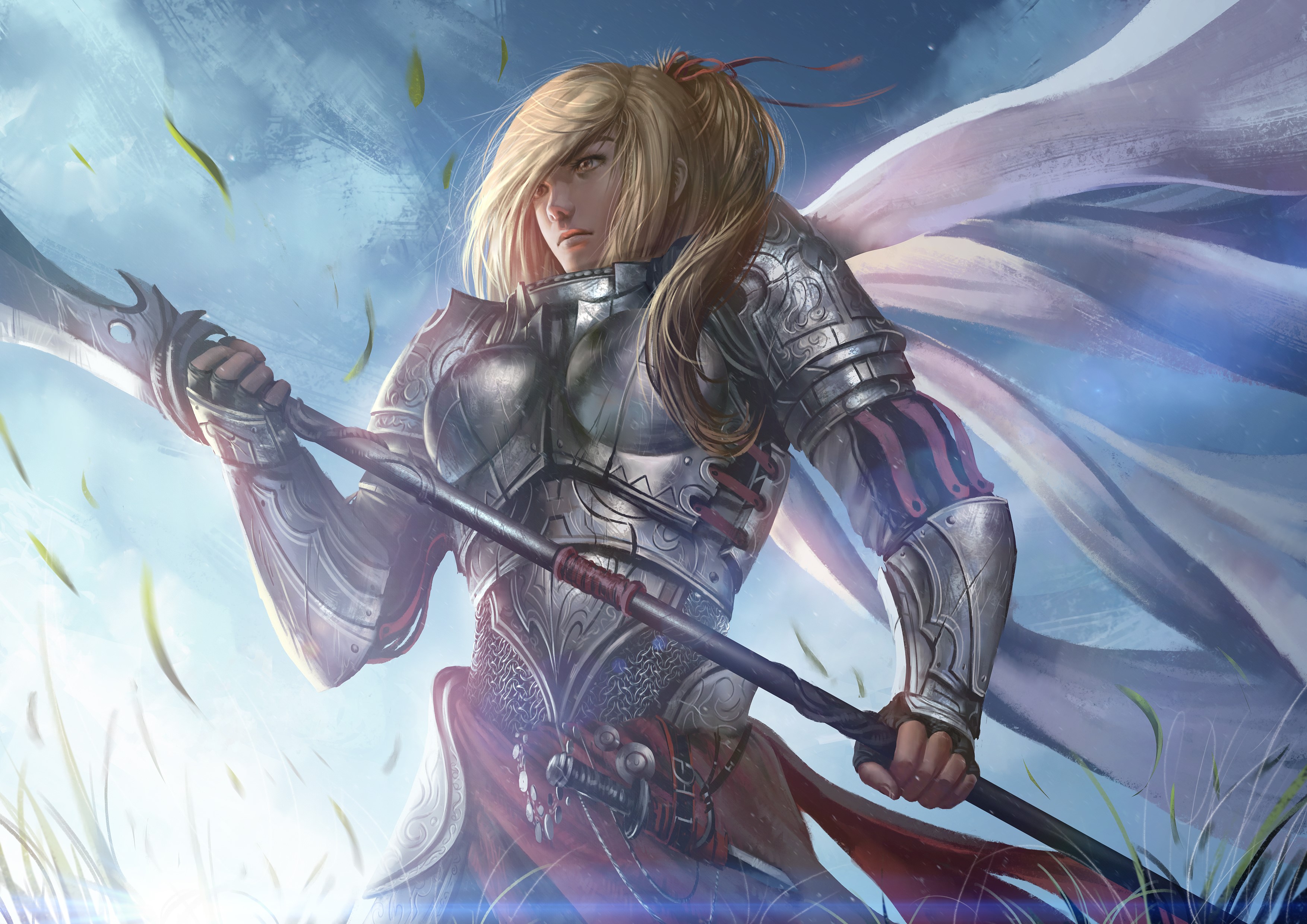 Knight with Spear and Armor HD Wallpaper