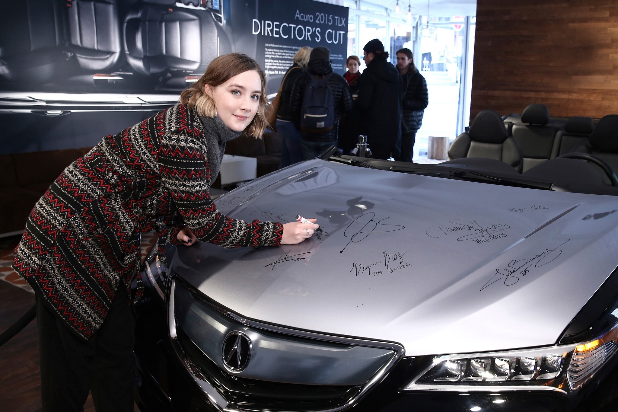 Saoirse Ronan signing Acura 2015 TLX Director's Cut HD Wallpaper