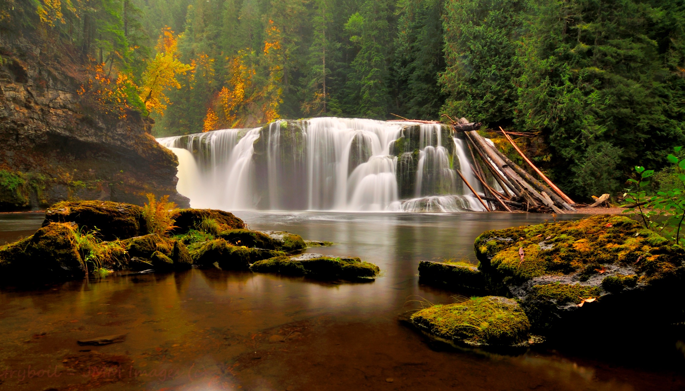 USA Waterfalls Stones Forests Washington HD Wallpaper