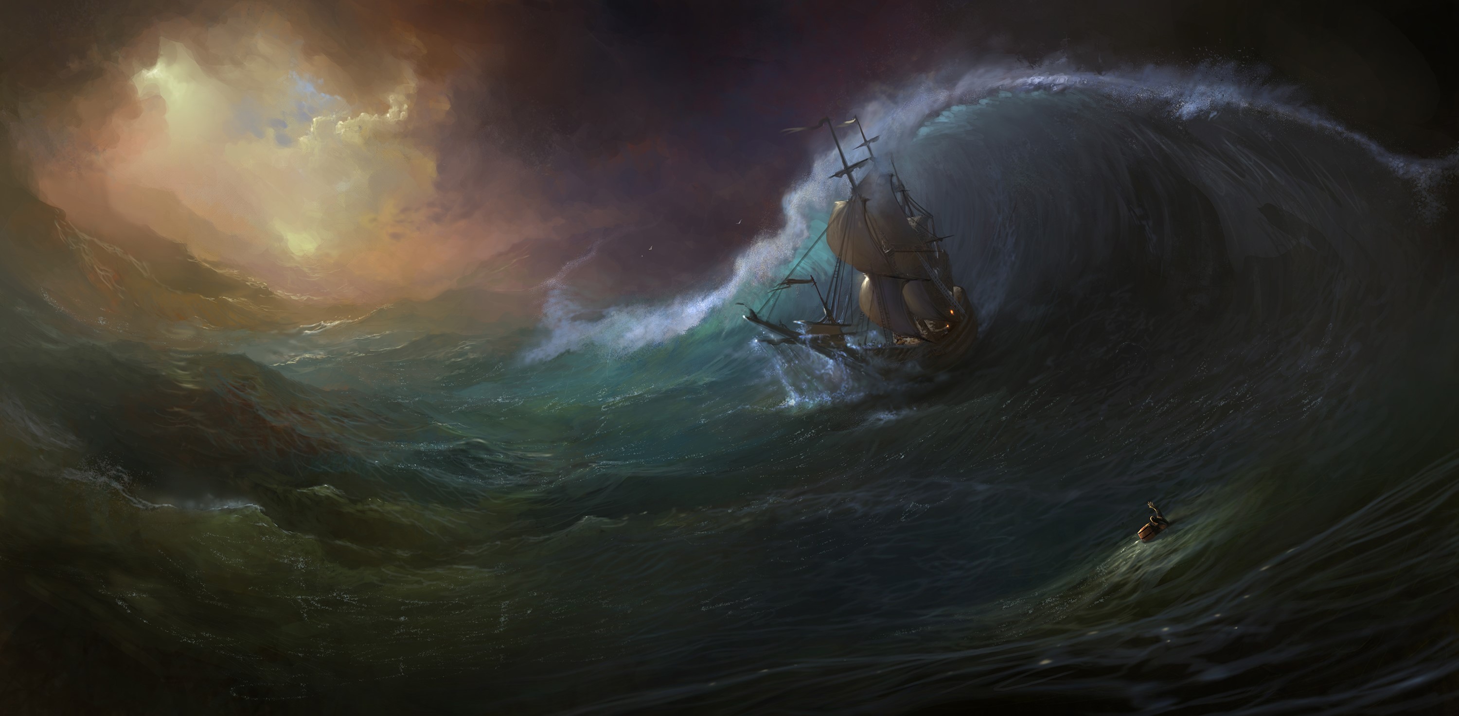 Sea Waves Ships HD Wallpaper