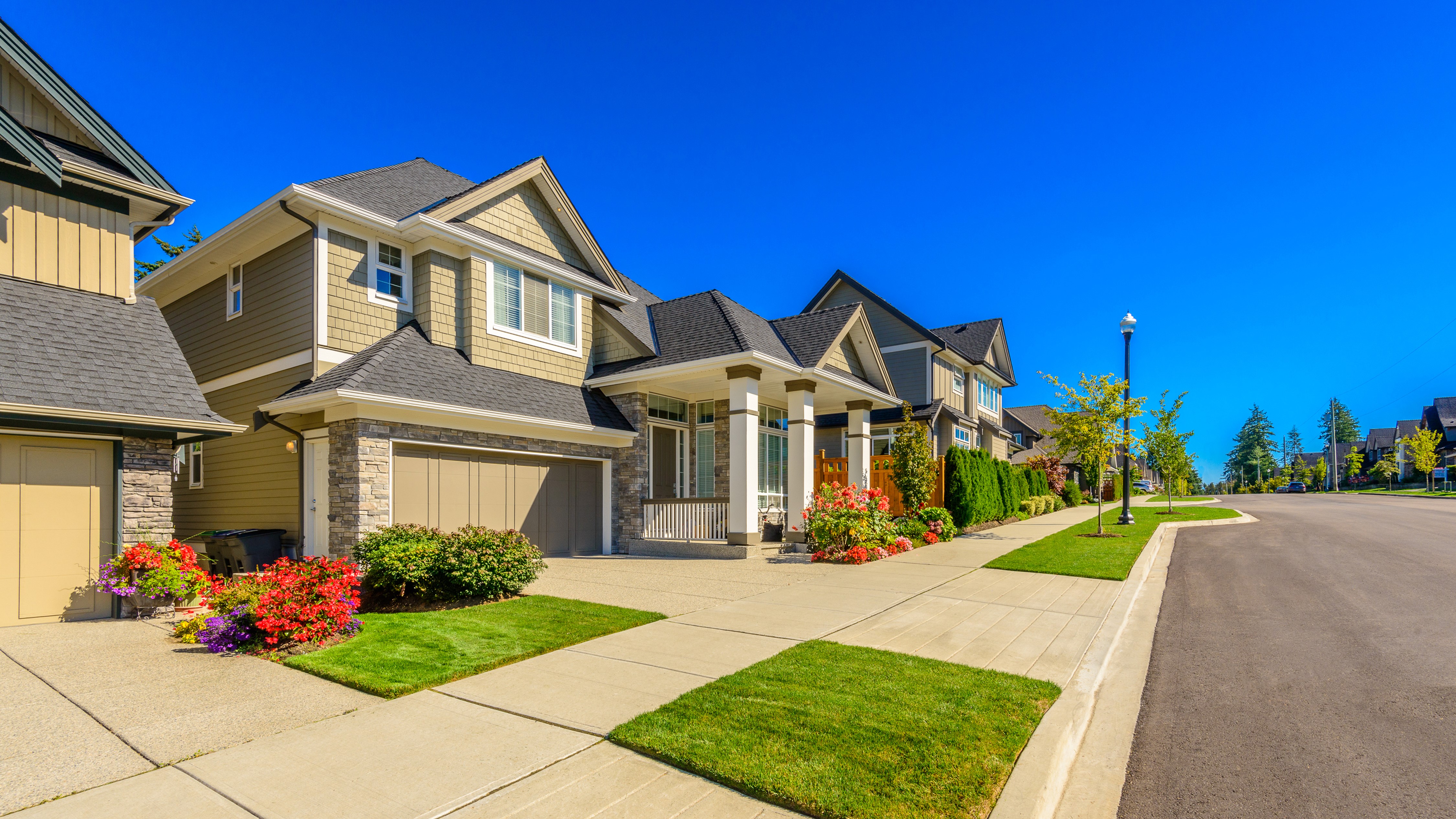 Houses Mansion Street Lawn HD Wallpaper
