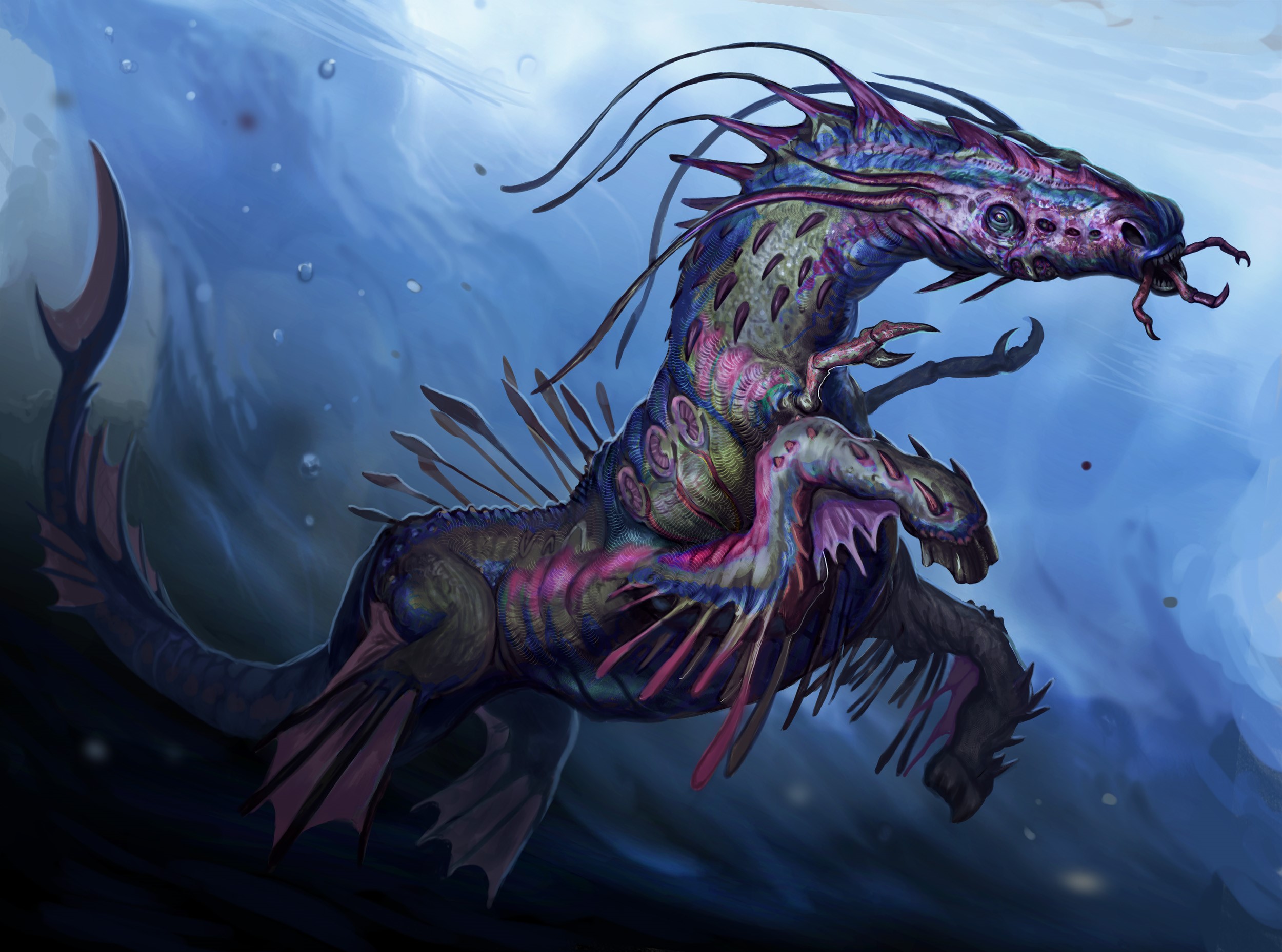 Aquatic monster with fins and spikes HD Wallpaper