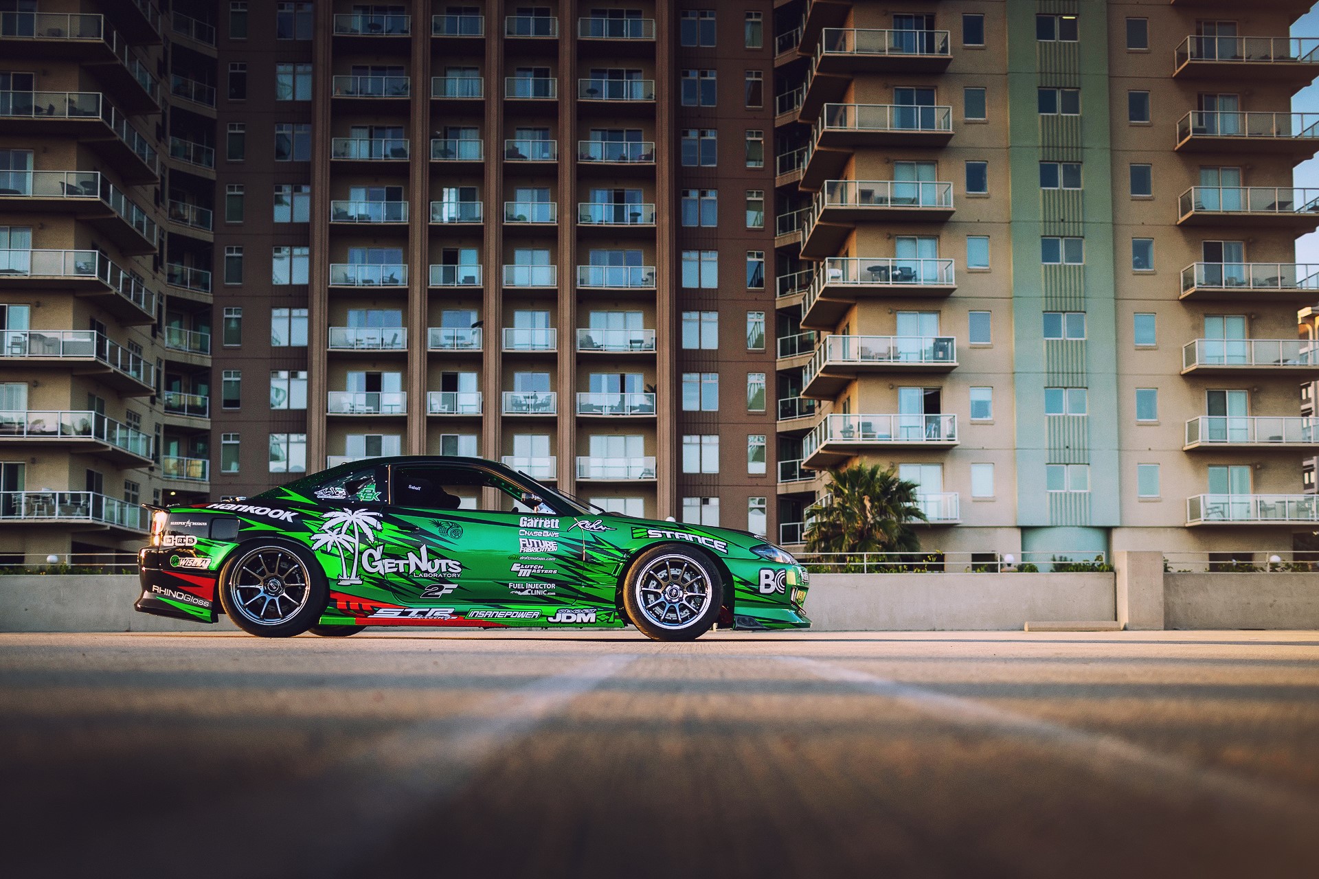 Green Nissan Silvia S15 Formula D Car HD Wallpaper