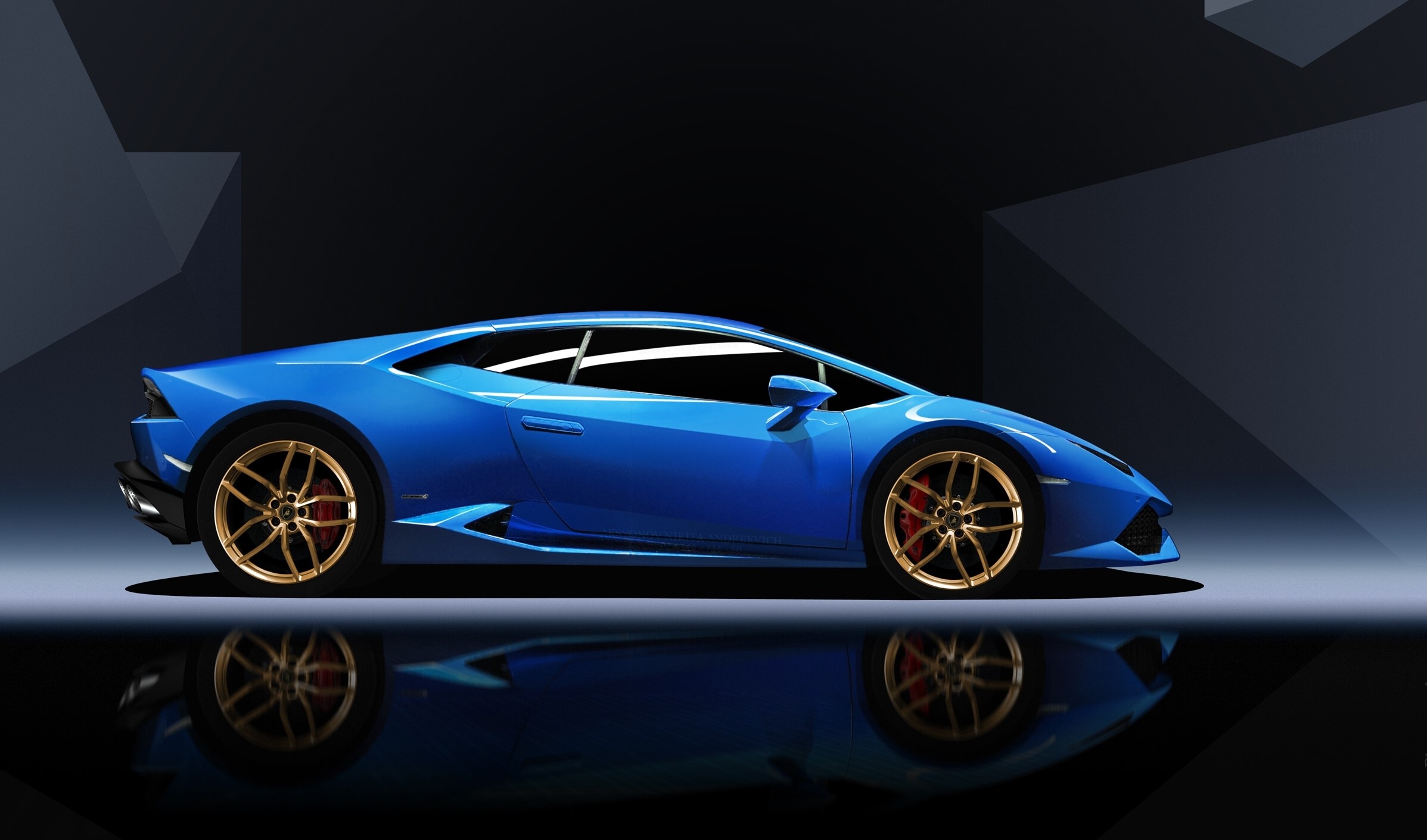 Blue Lamborghini Huracan side view HD Wallpaper